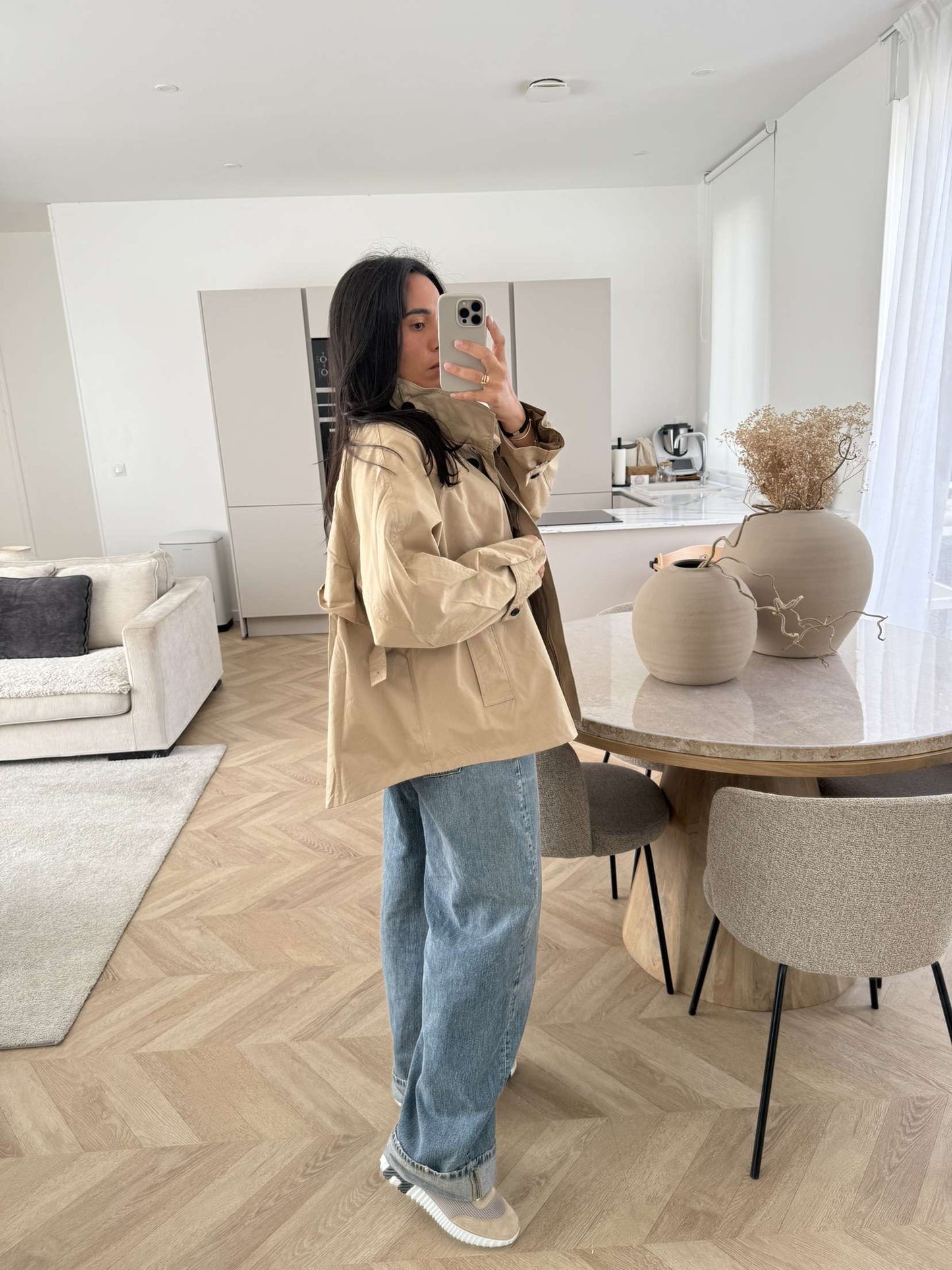 Trench court oversize beige