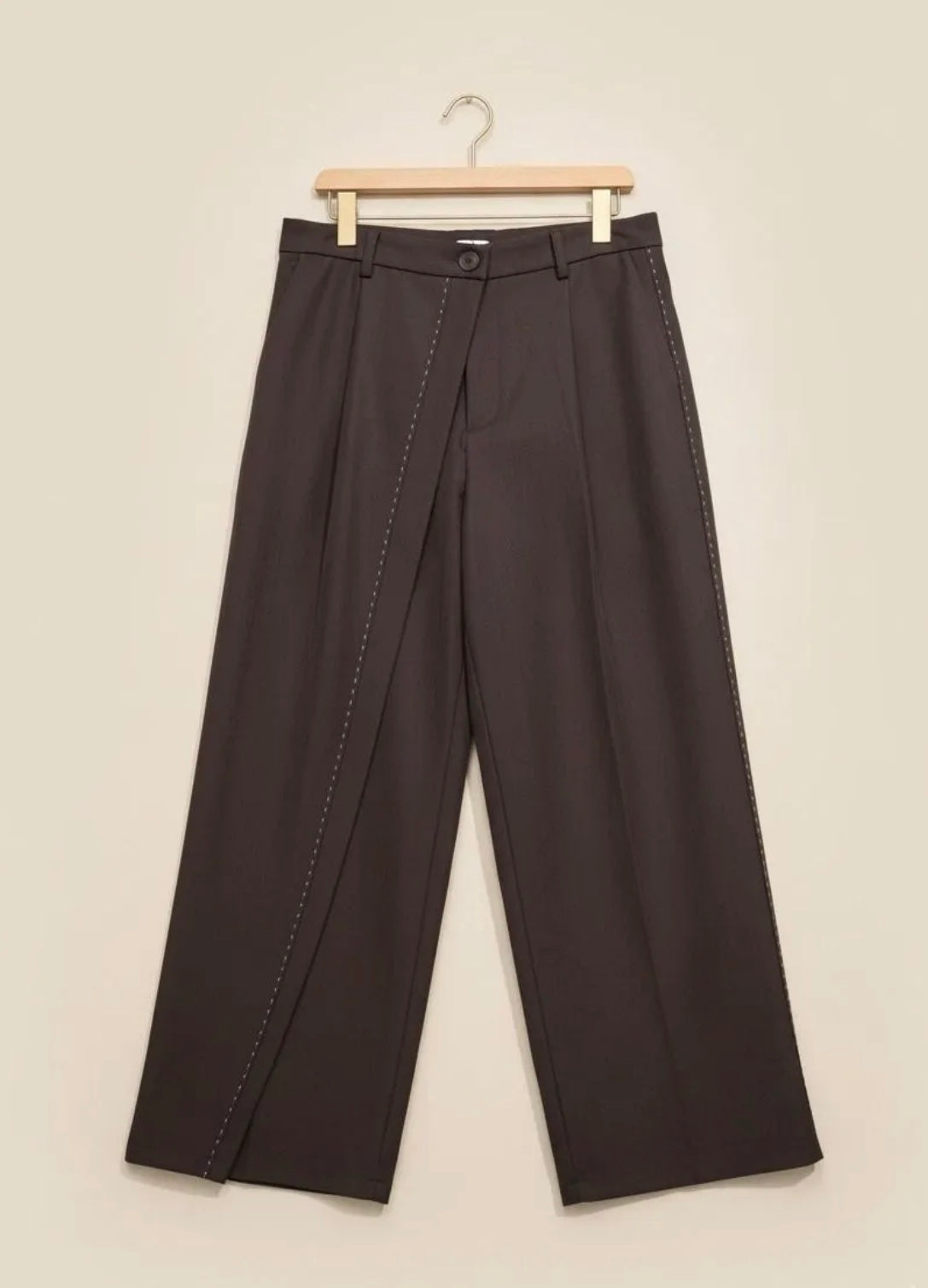 Pantalon à surpiqure choco