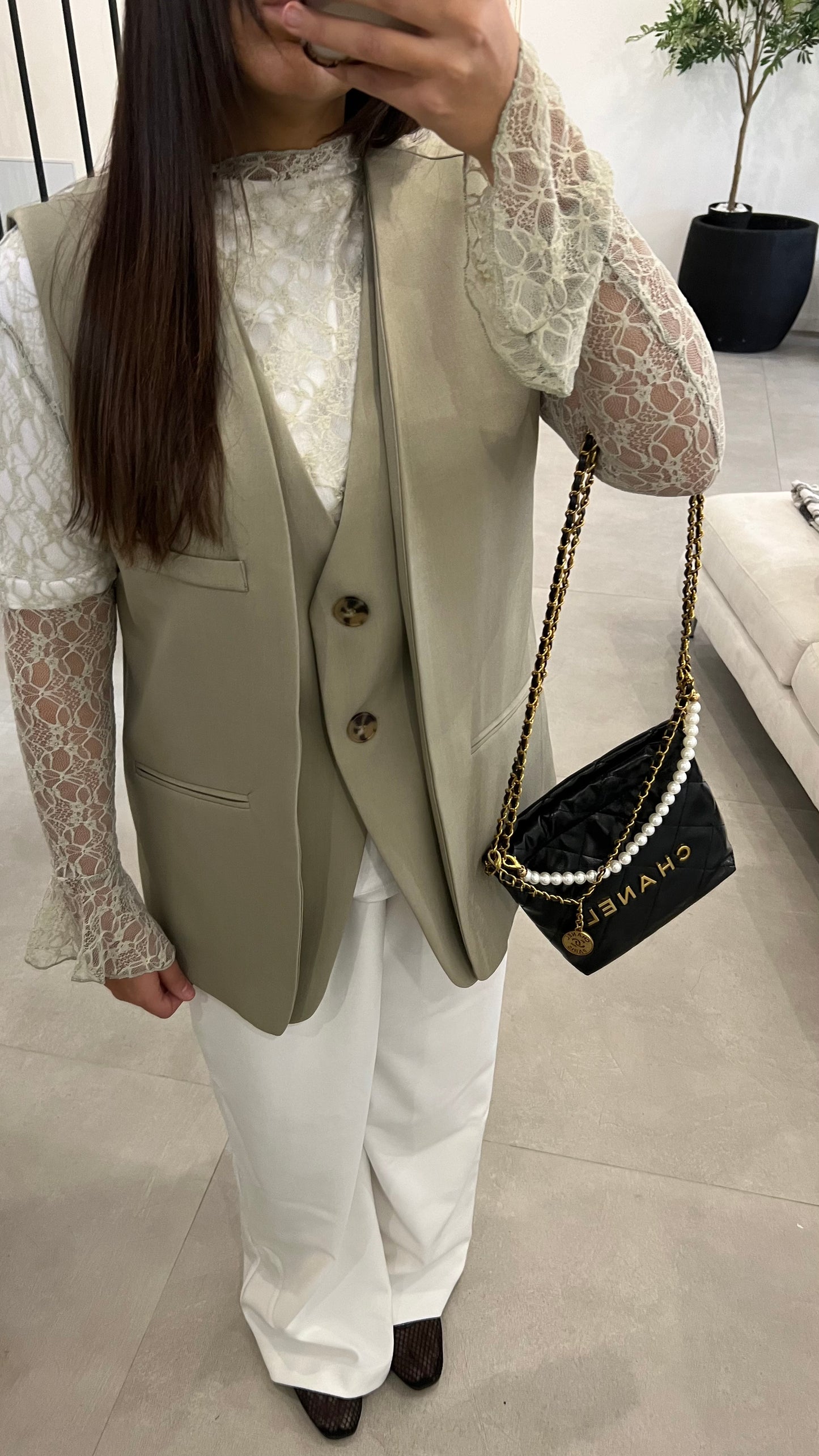 Blazer sans manche double tilleul