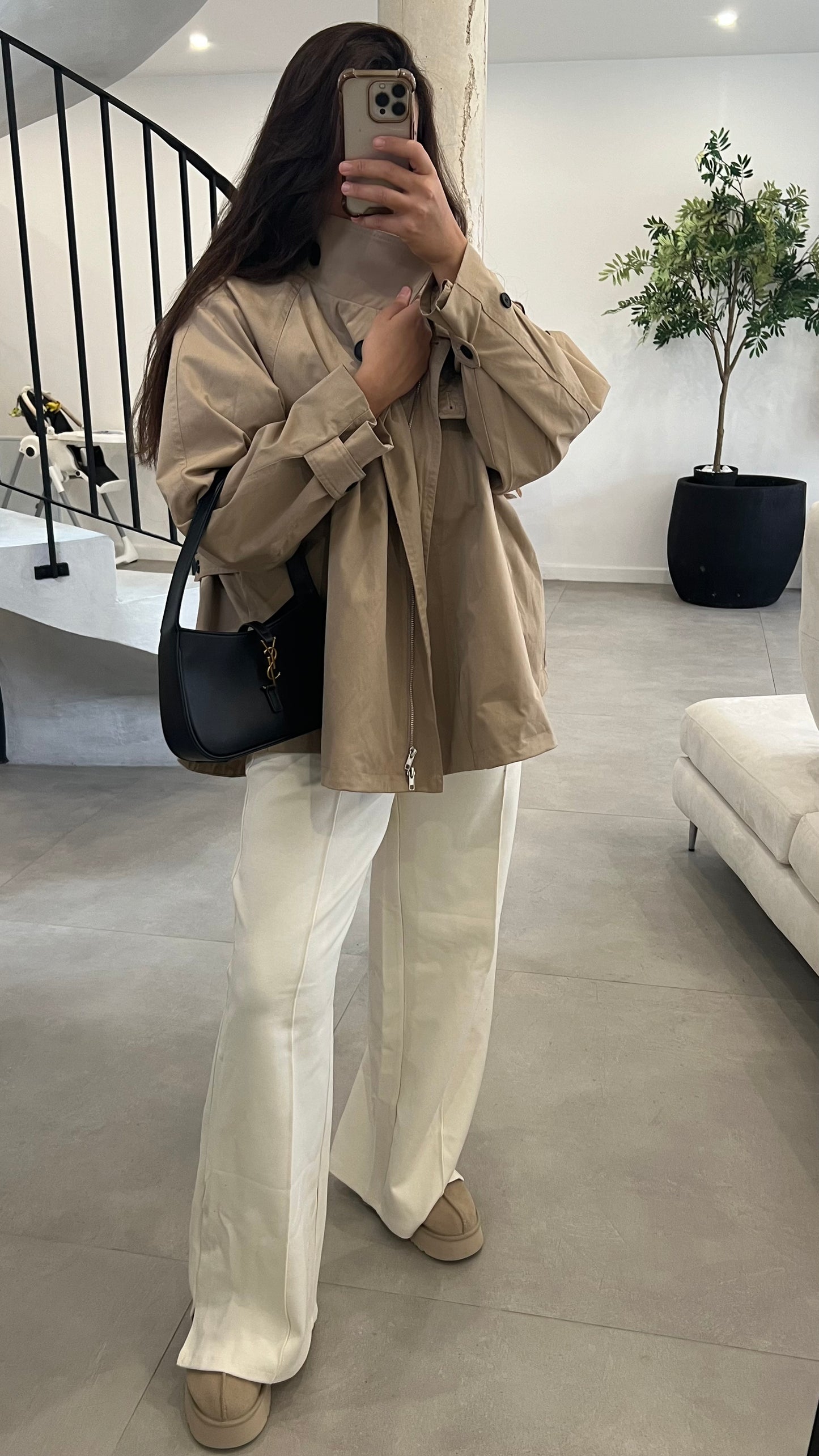 Trench court oversize beige