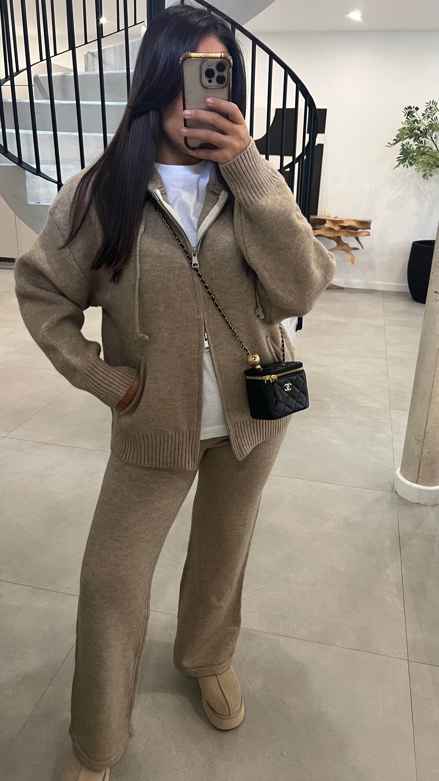 Ensemble en maille épaisse beige