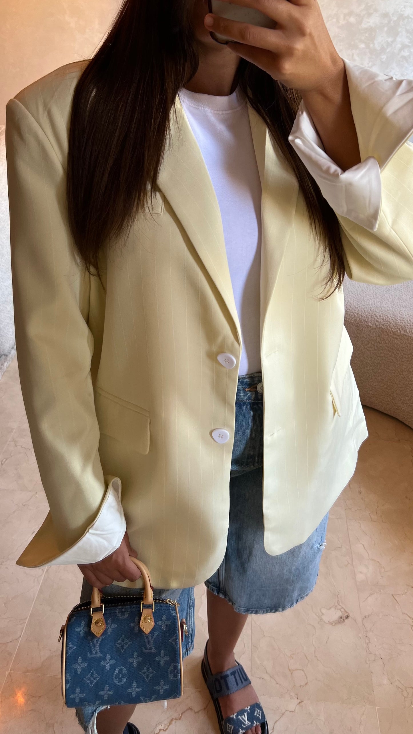 Blazer oversize à rayures jaune