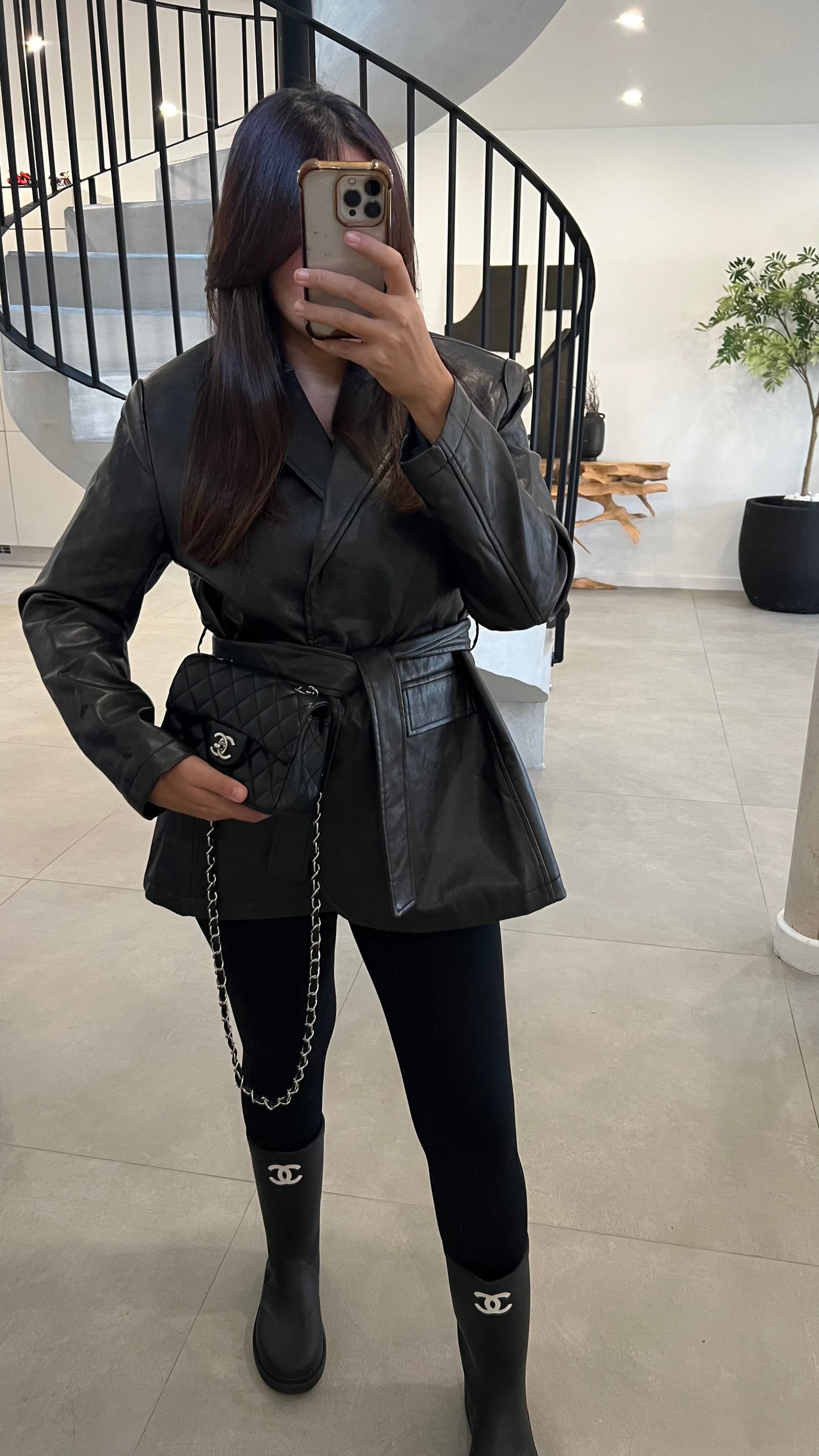 Blazer en similicuir cuir vintage