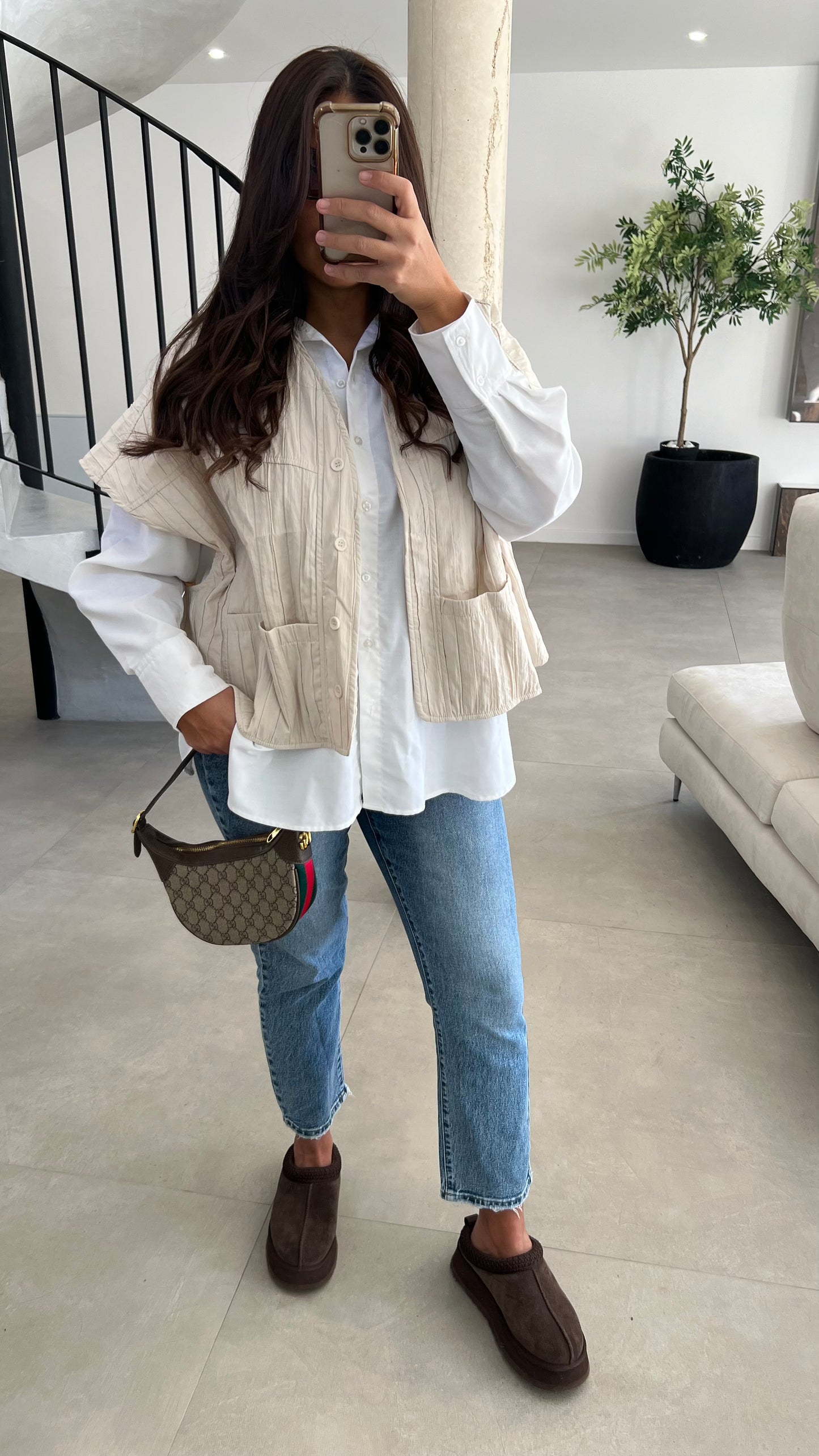 Veste sans manche beige claire