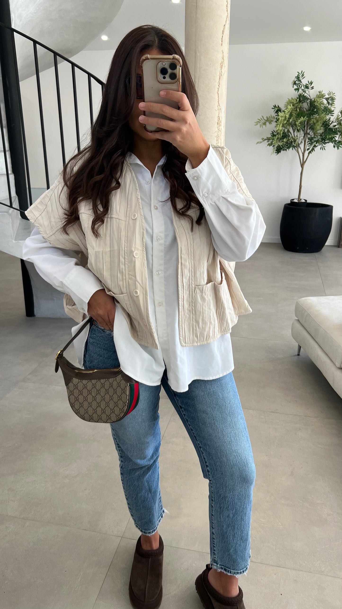 Veste sans manche beige claire