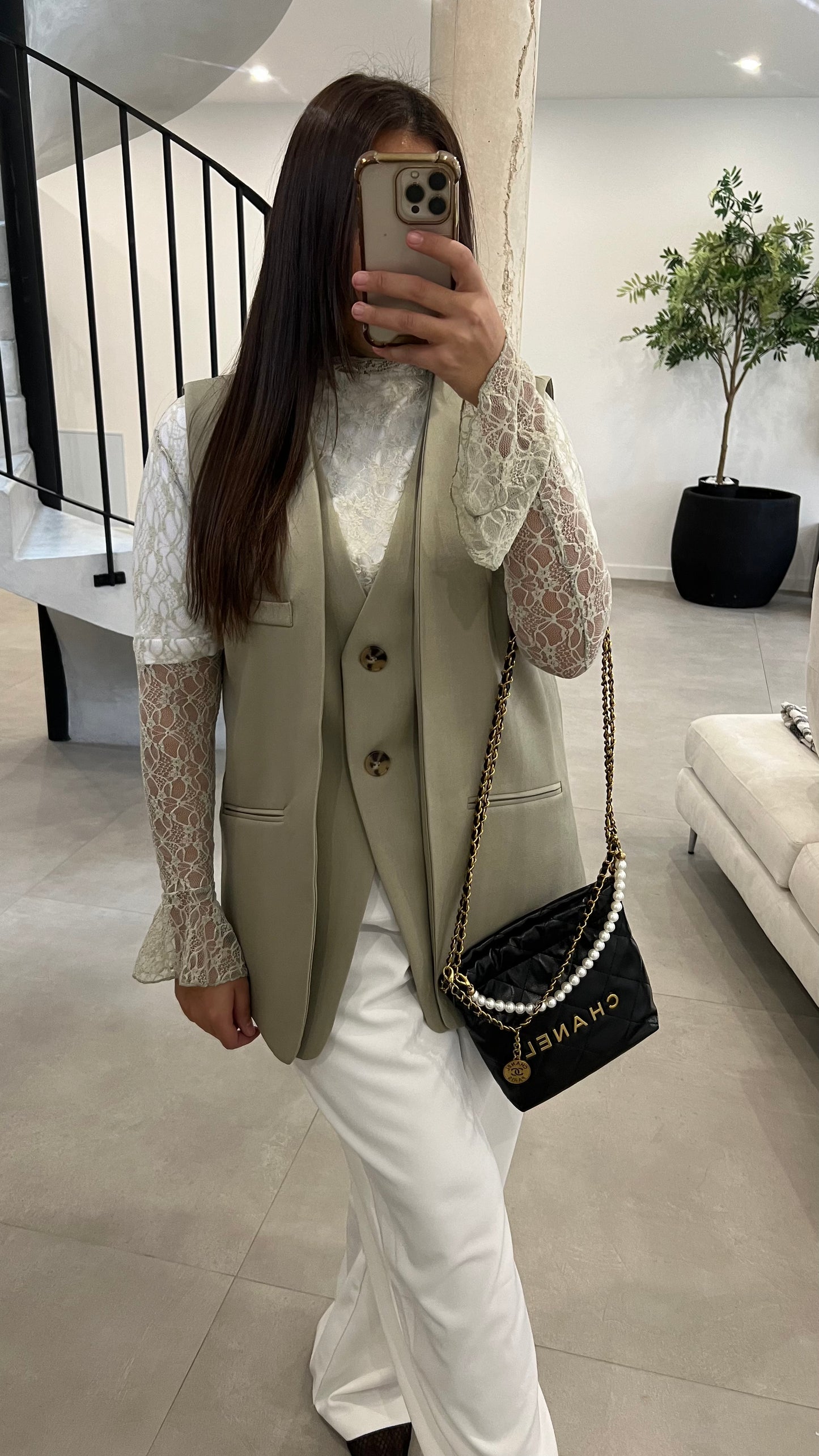 Blazer sans manche double tilleul