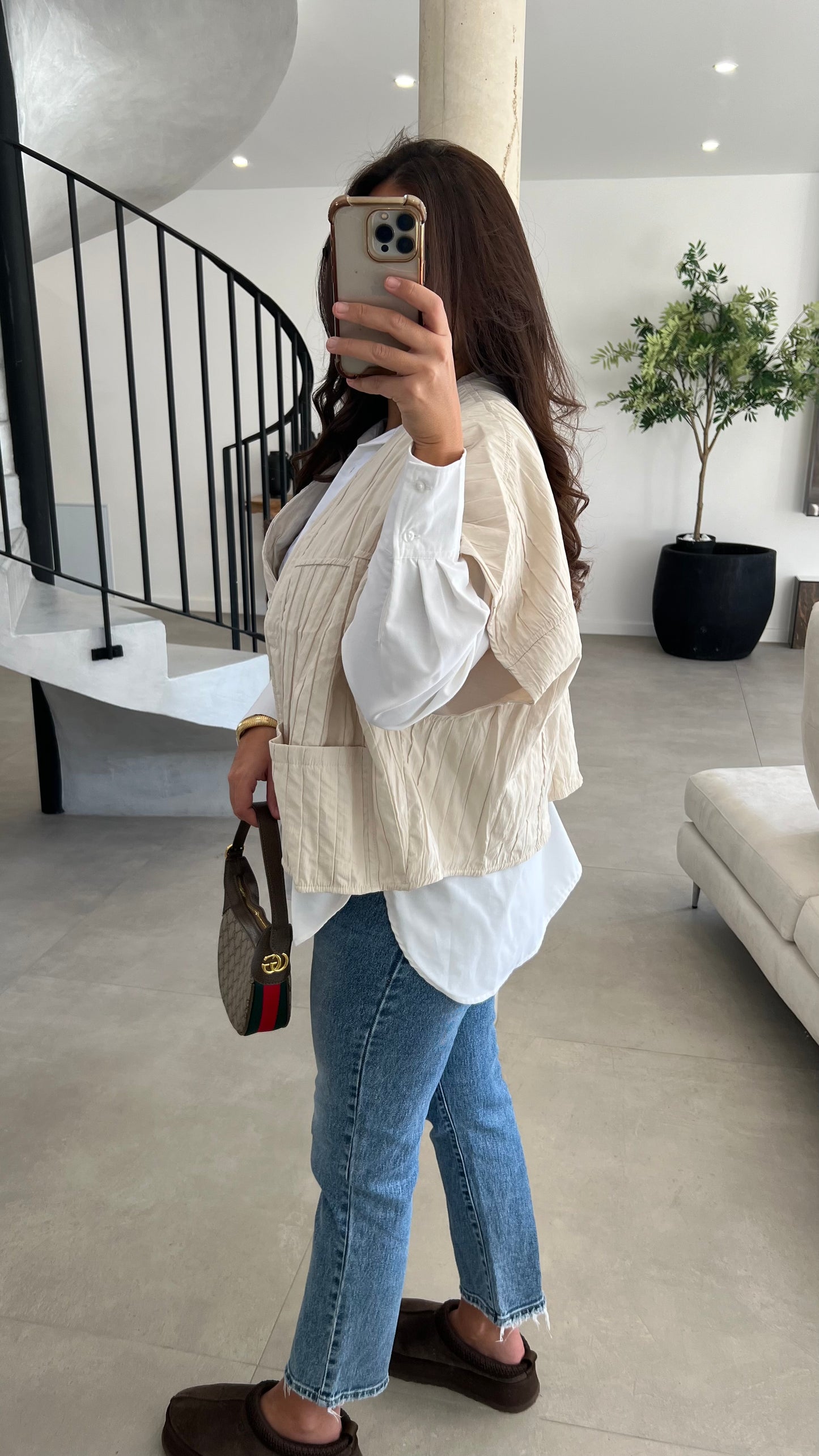 Veste sans manche beige claire