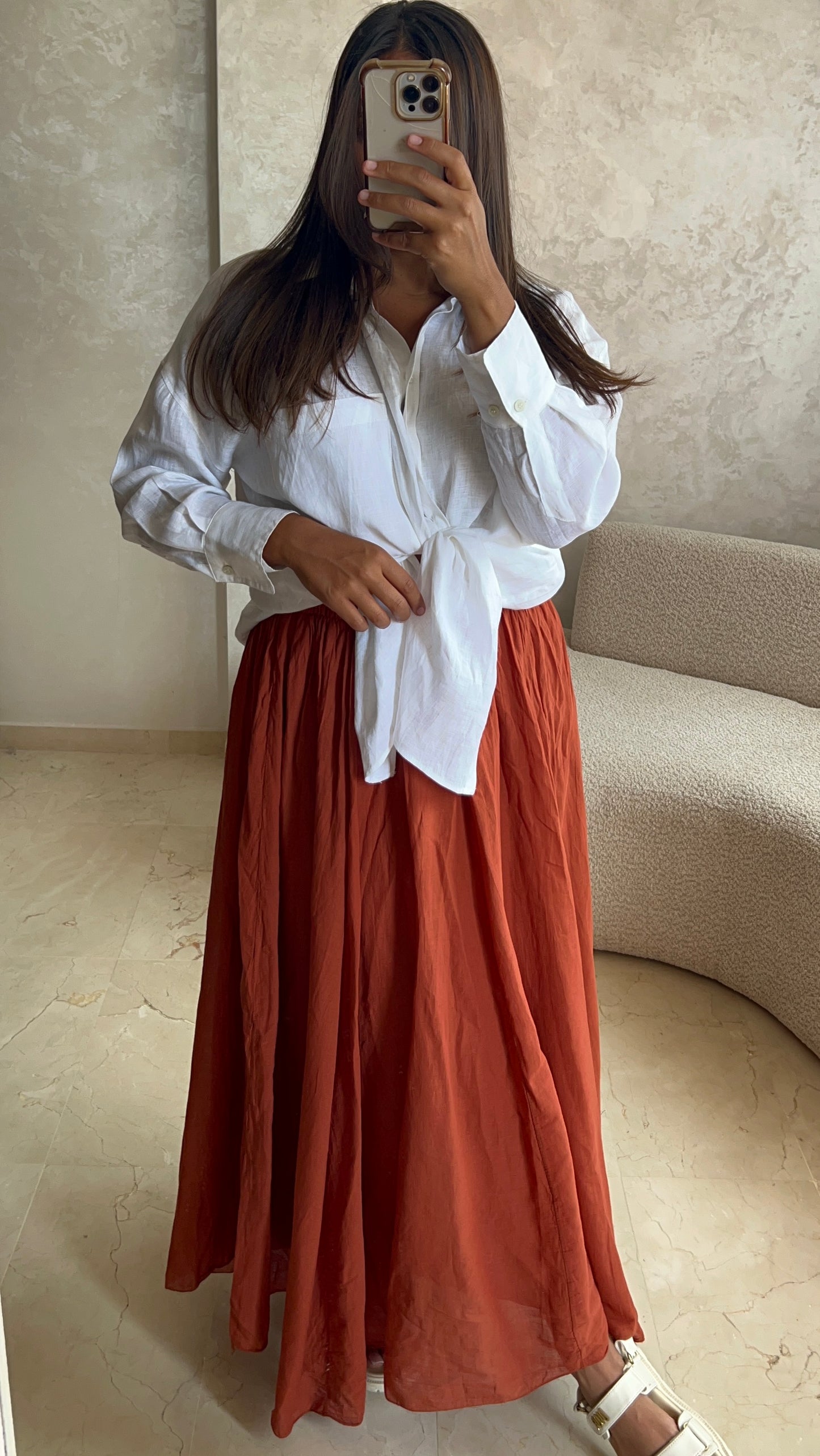Jupe longue rouille 100% Cotton