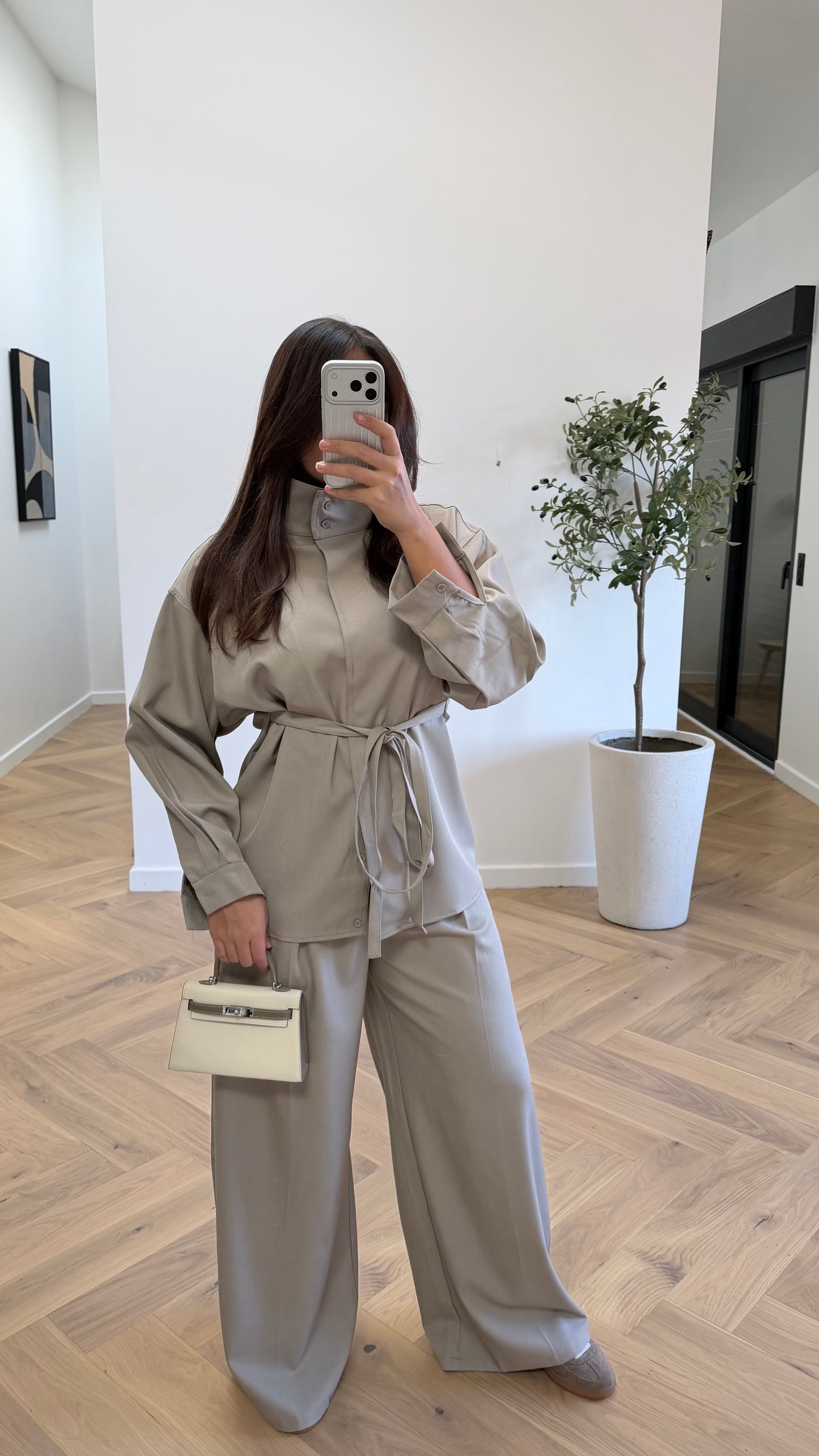 Ensemble ceinturé beige