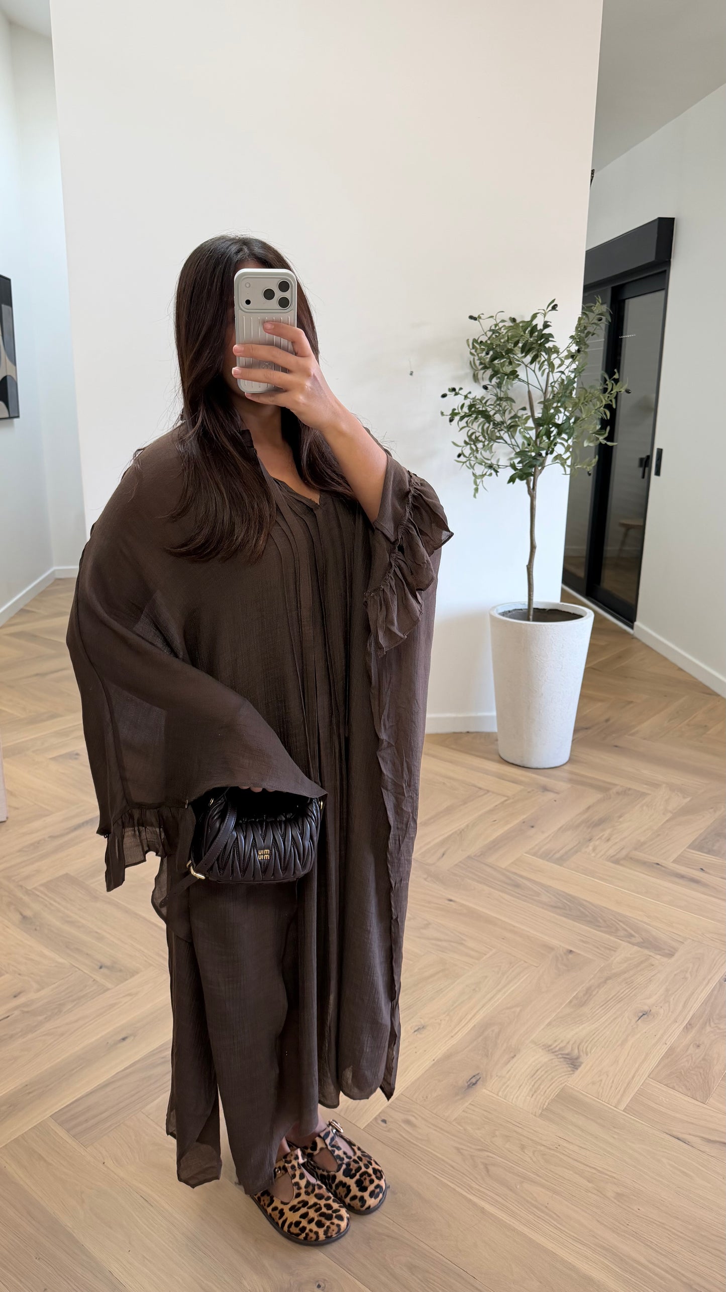 Robe doublé à volant choco