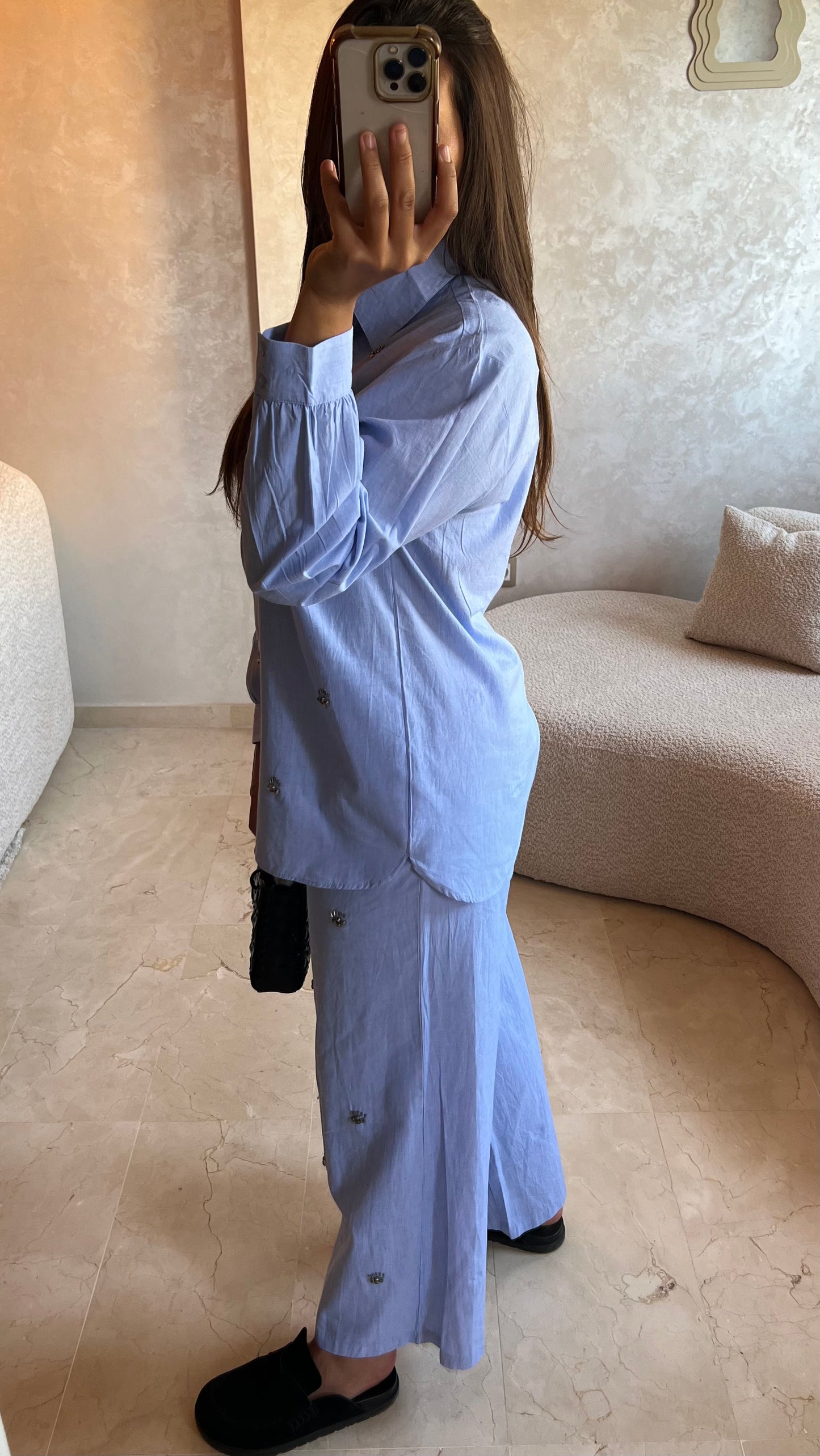 Ensemble brodé en coton