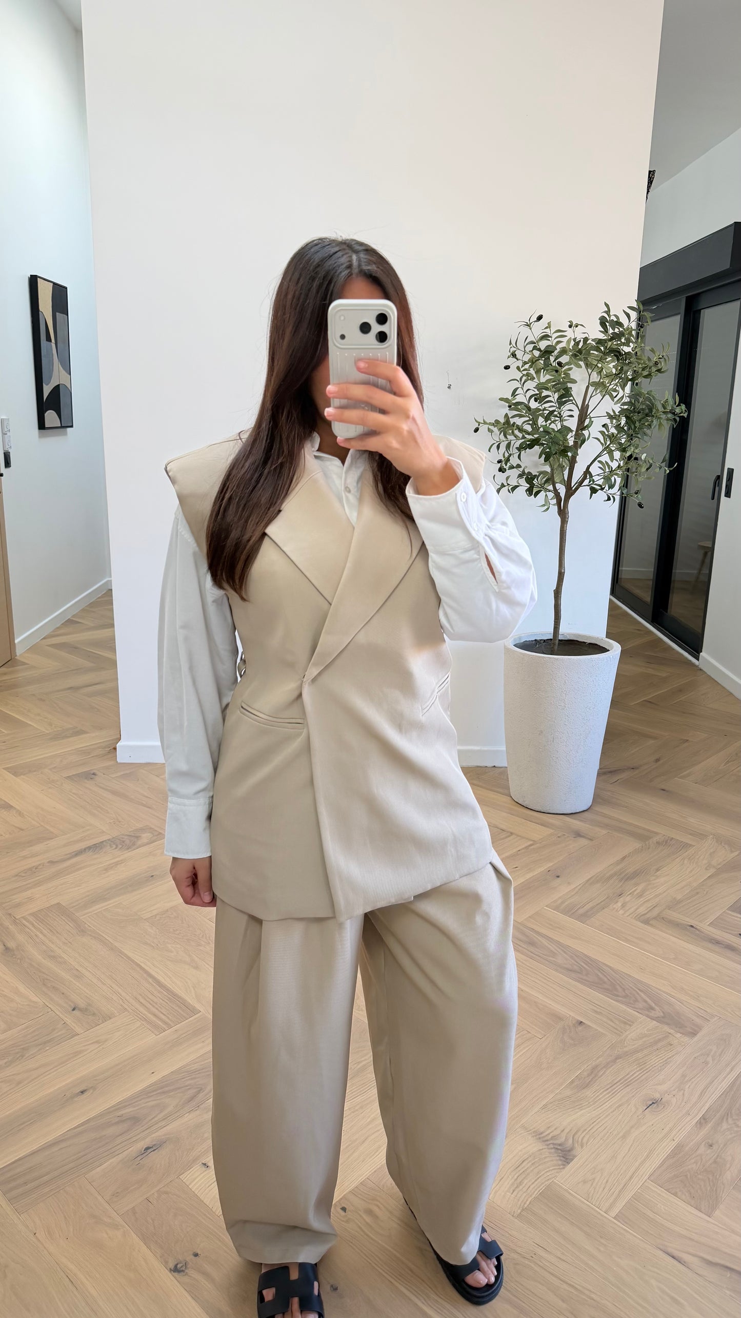 Blazer sans manches beige