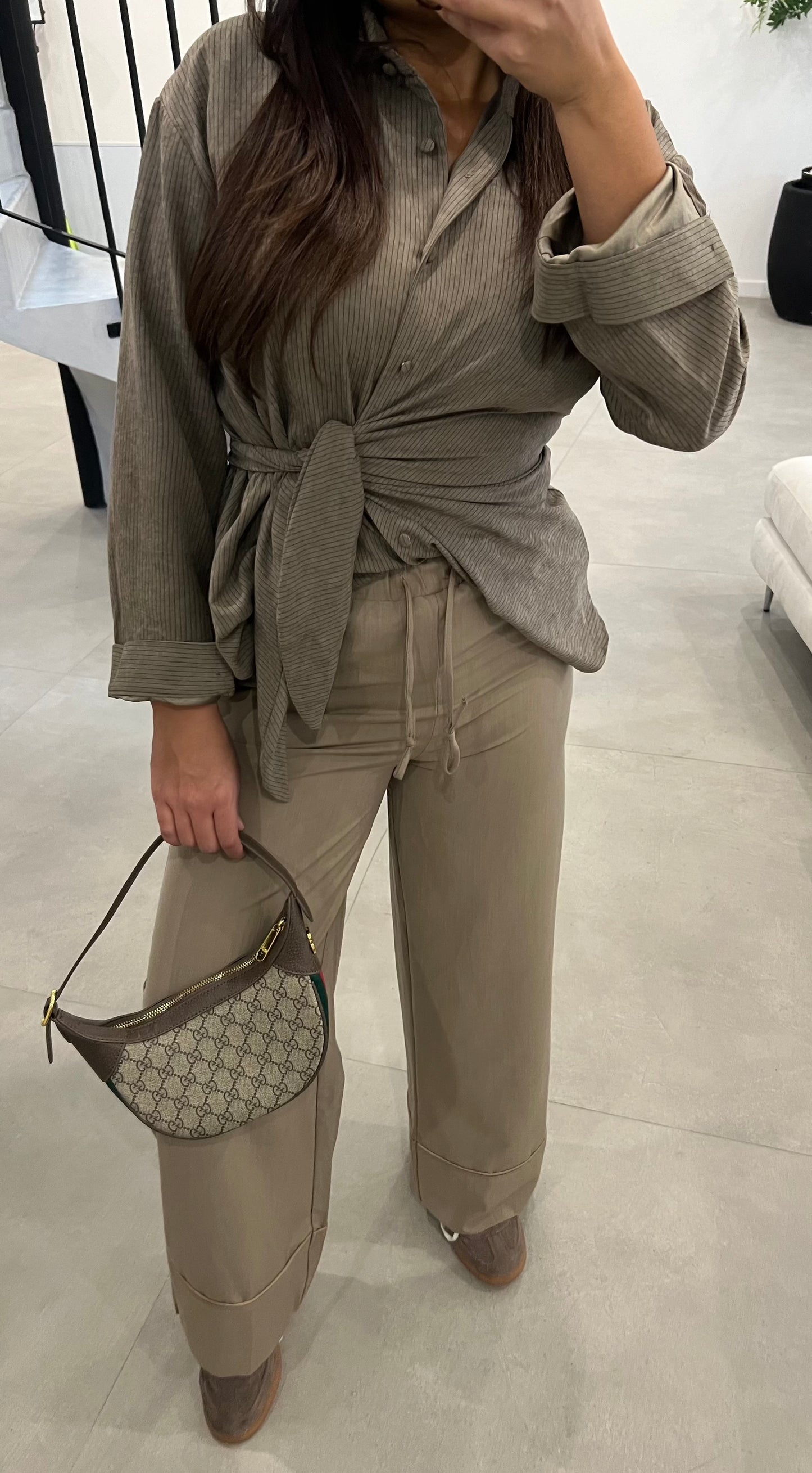 Pantalon large taupe
