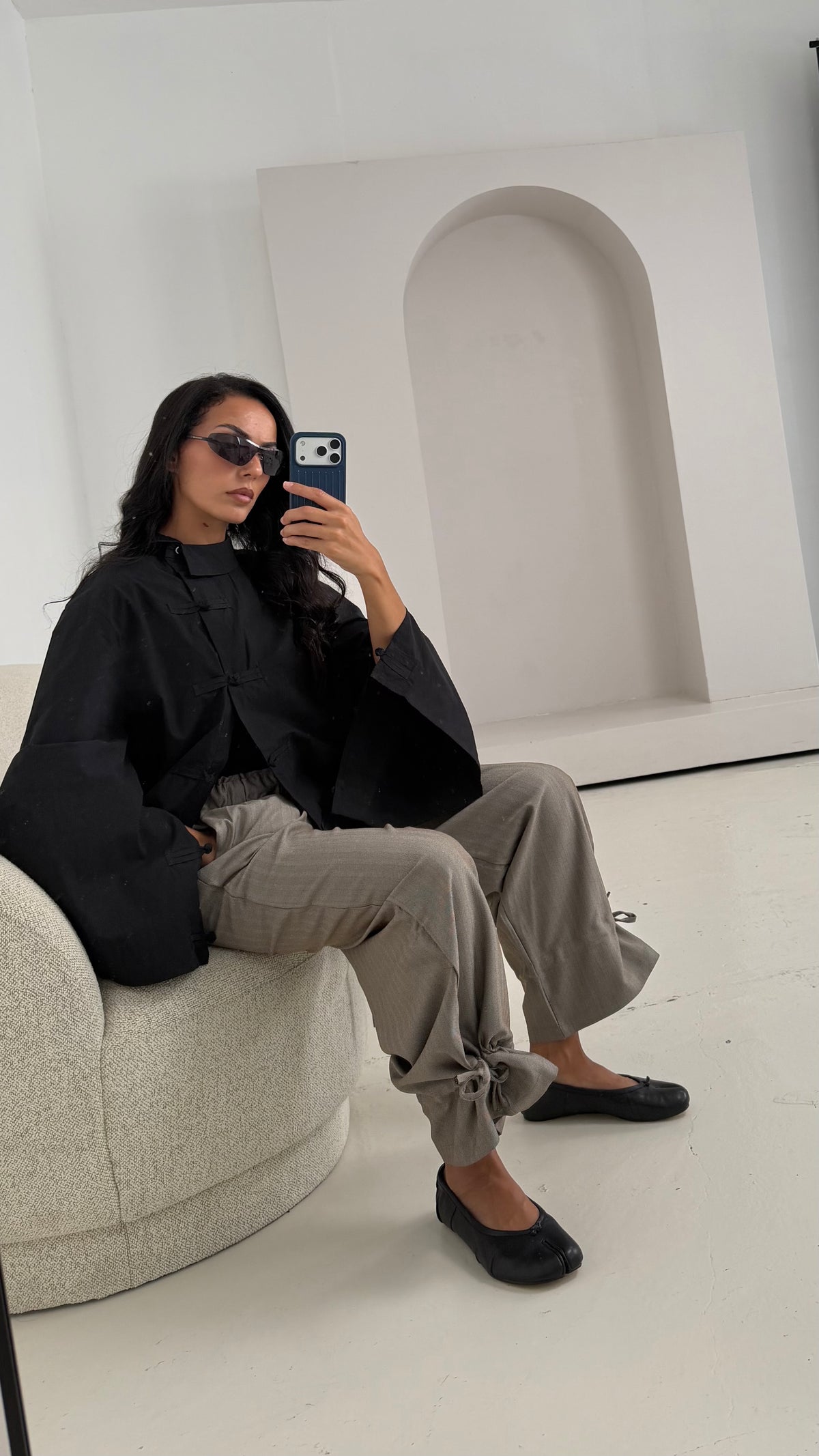 Pantalon à noeud taupe