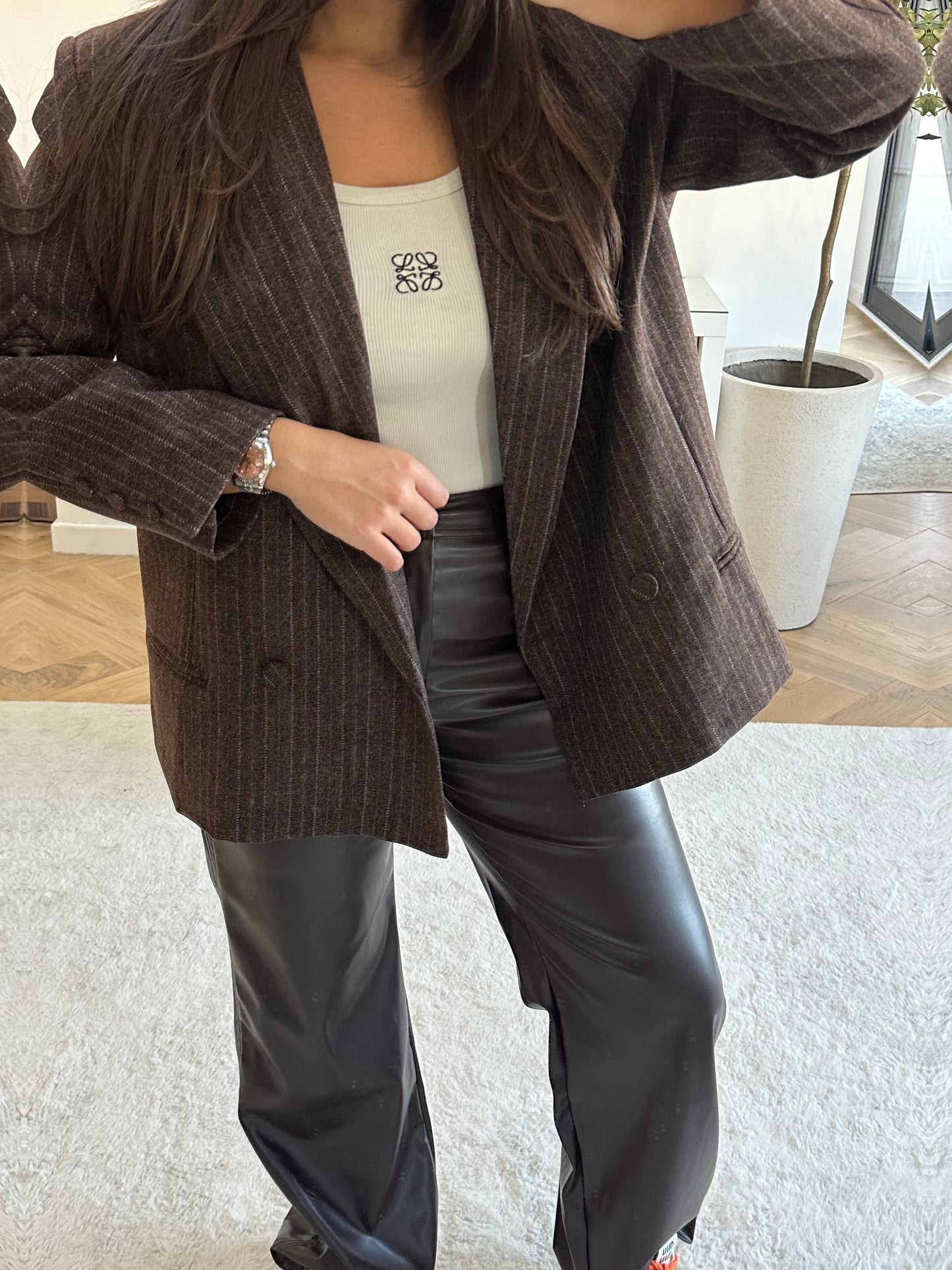 Pantalon marron simili cuir
