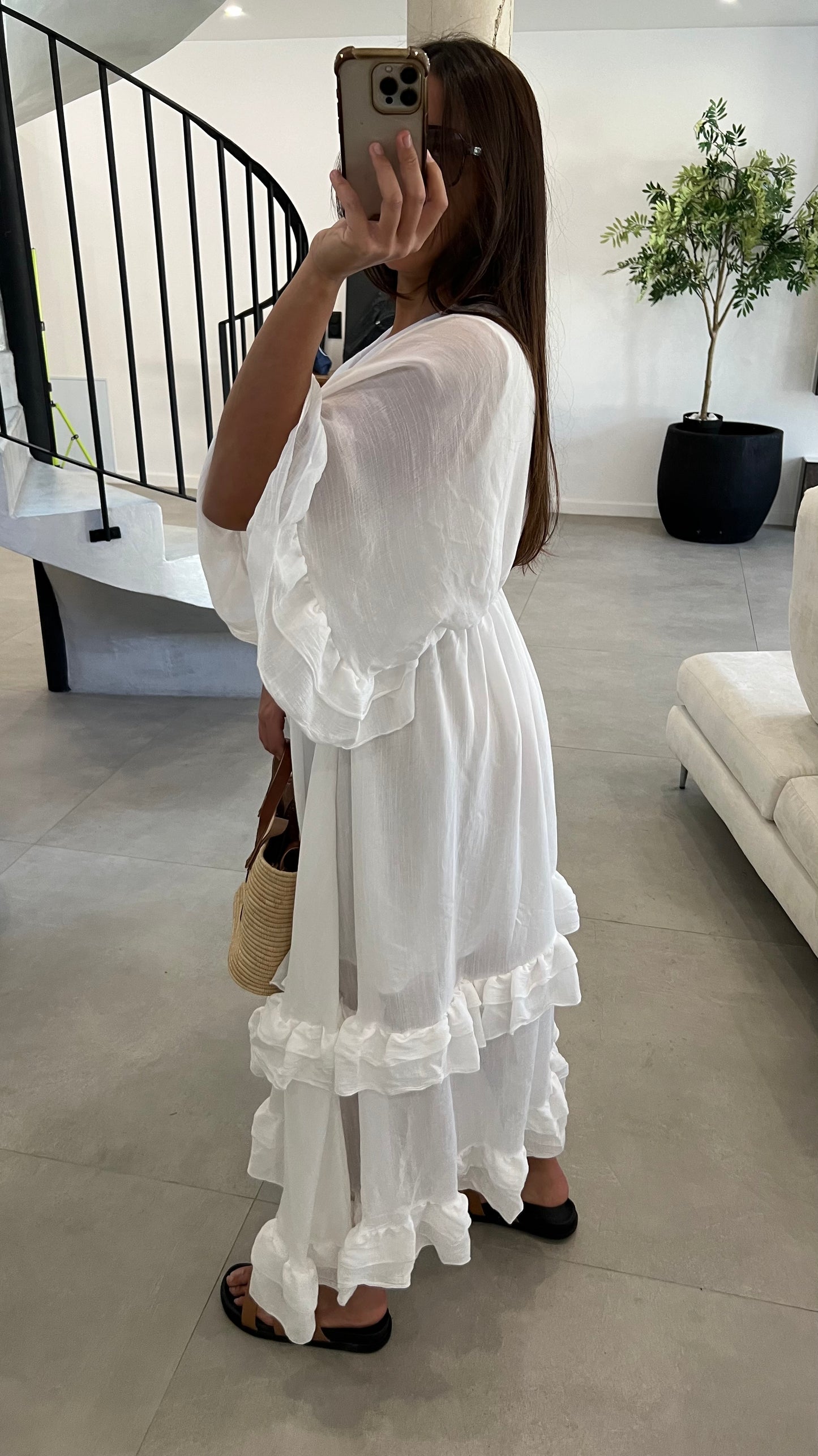 Robe à volants blanche