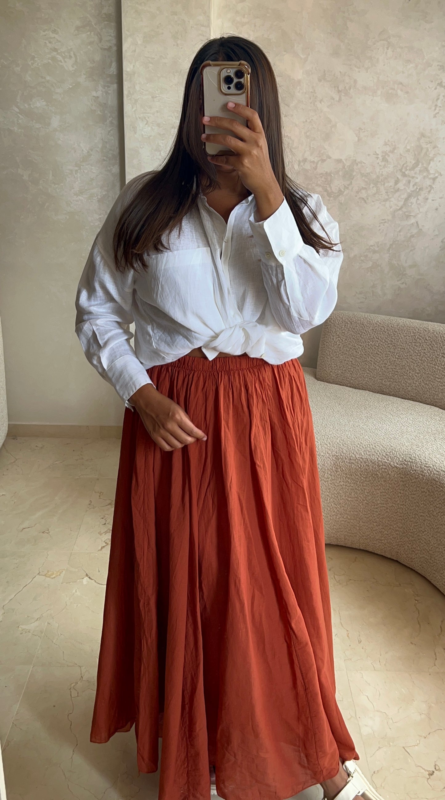 Jupe longue rouille 100% Cotton