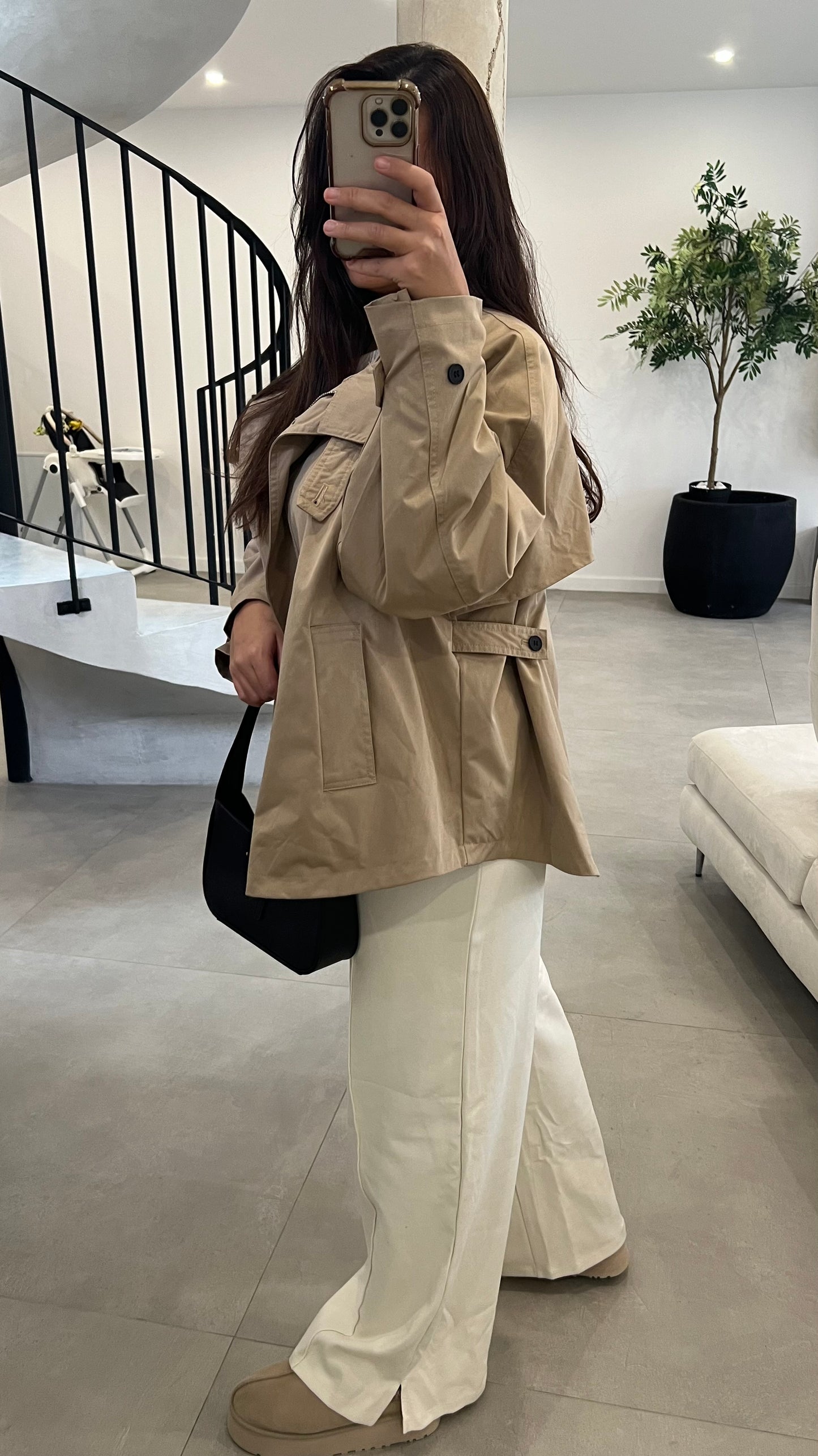 Trench court oversize beige