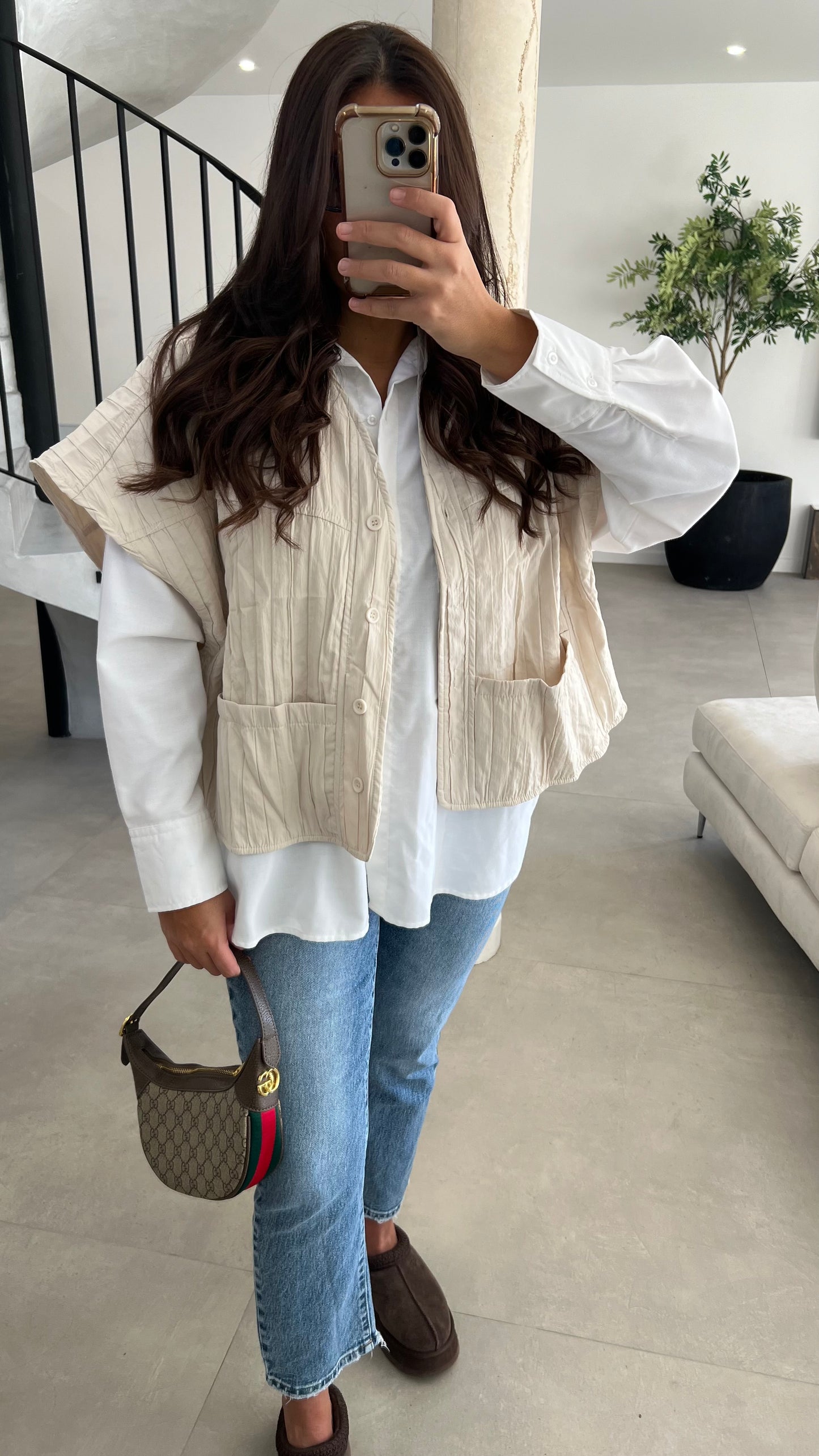 Veste sans manche beige claire