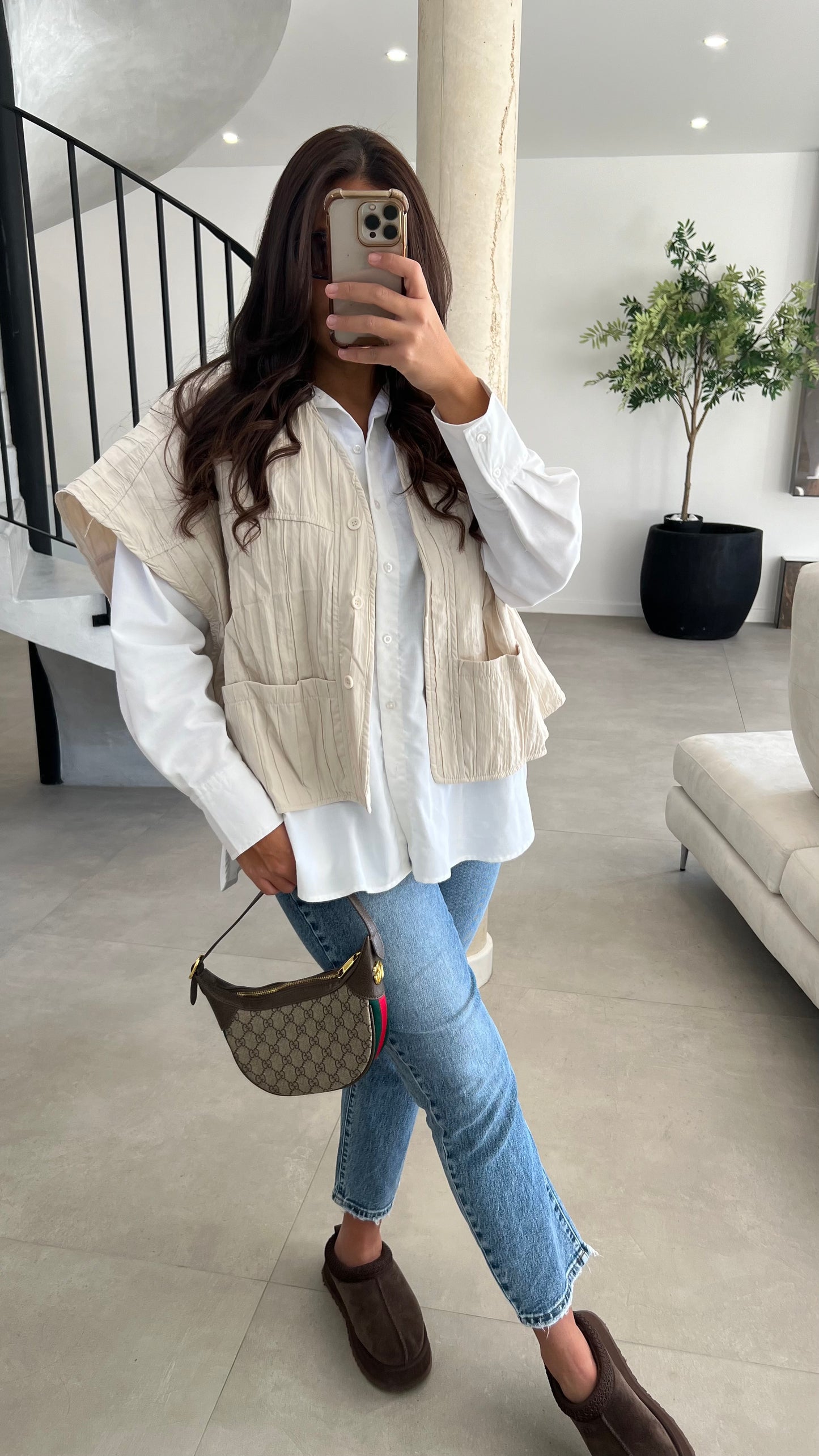 Veste sans manche beige claire