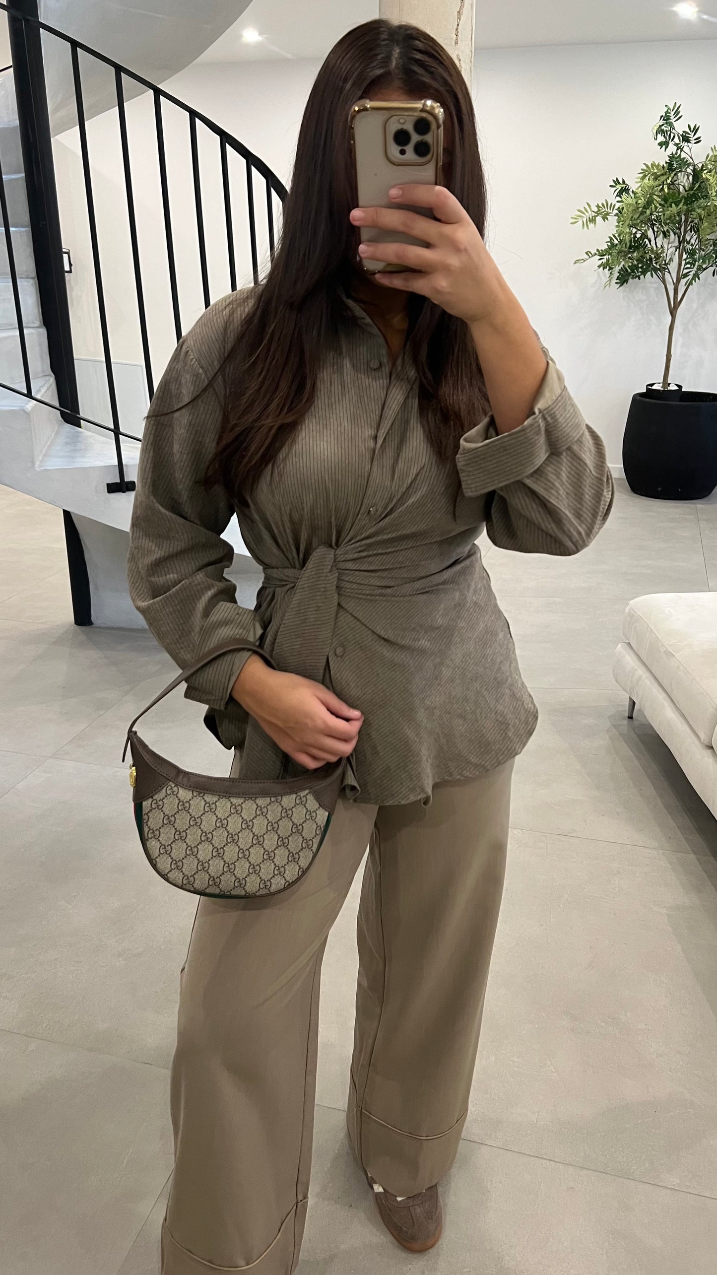 Pantalon large taupe