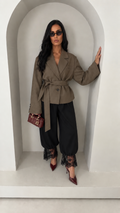 Blazer à ceinture taupe/camel