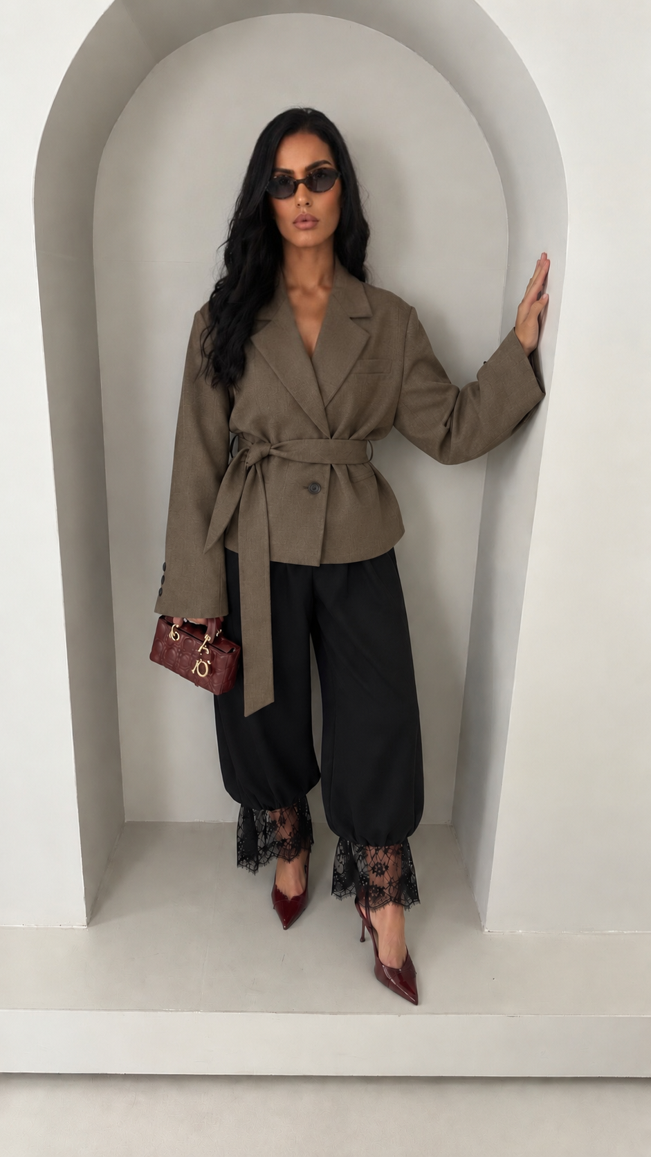 Blazer à ceinture taupe/camel