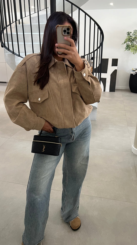 Veste en suédine beige