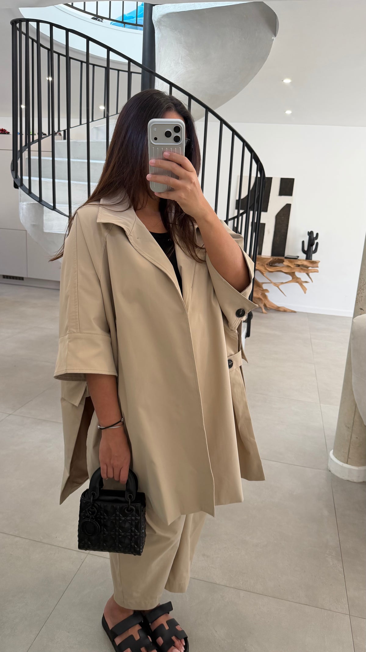 Trench mi long taupe