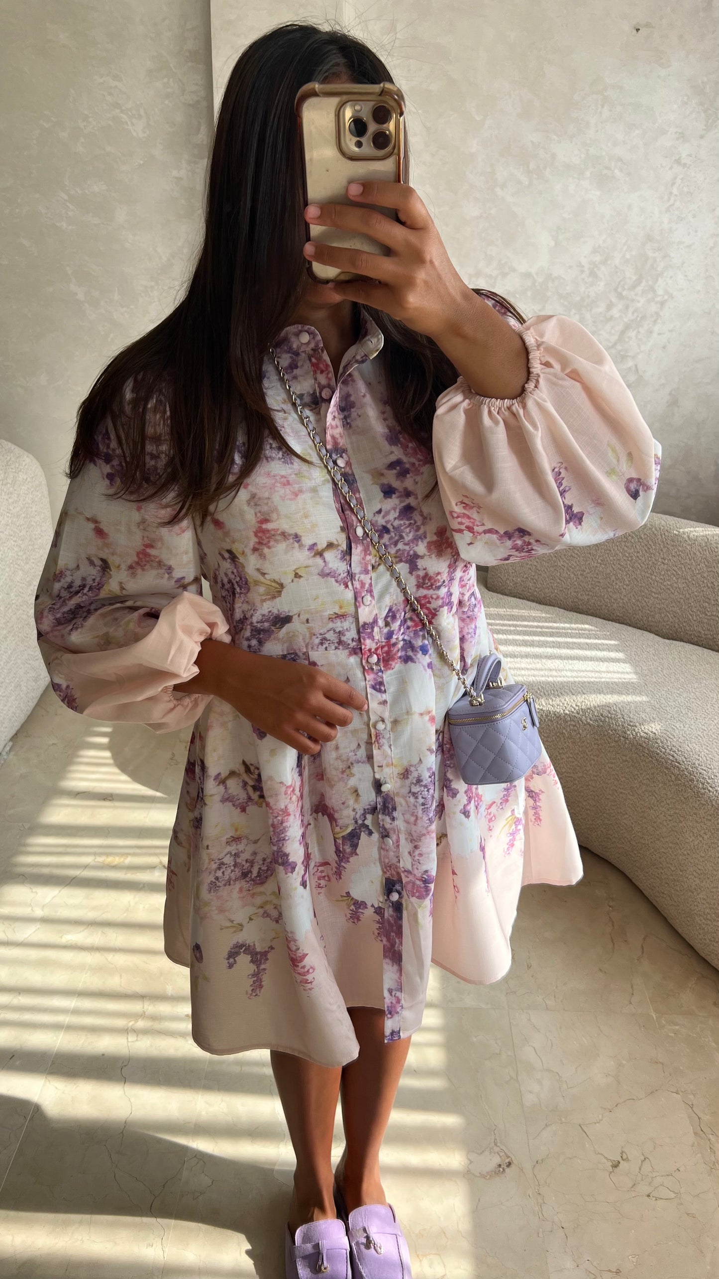 Robe courte lilas