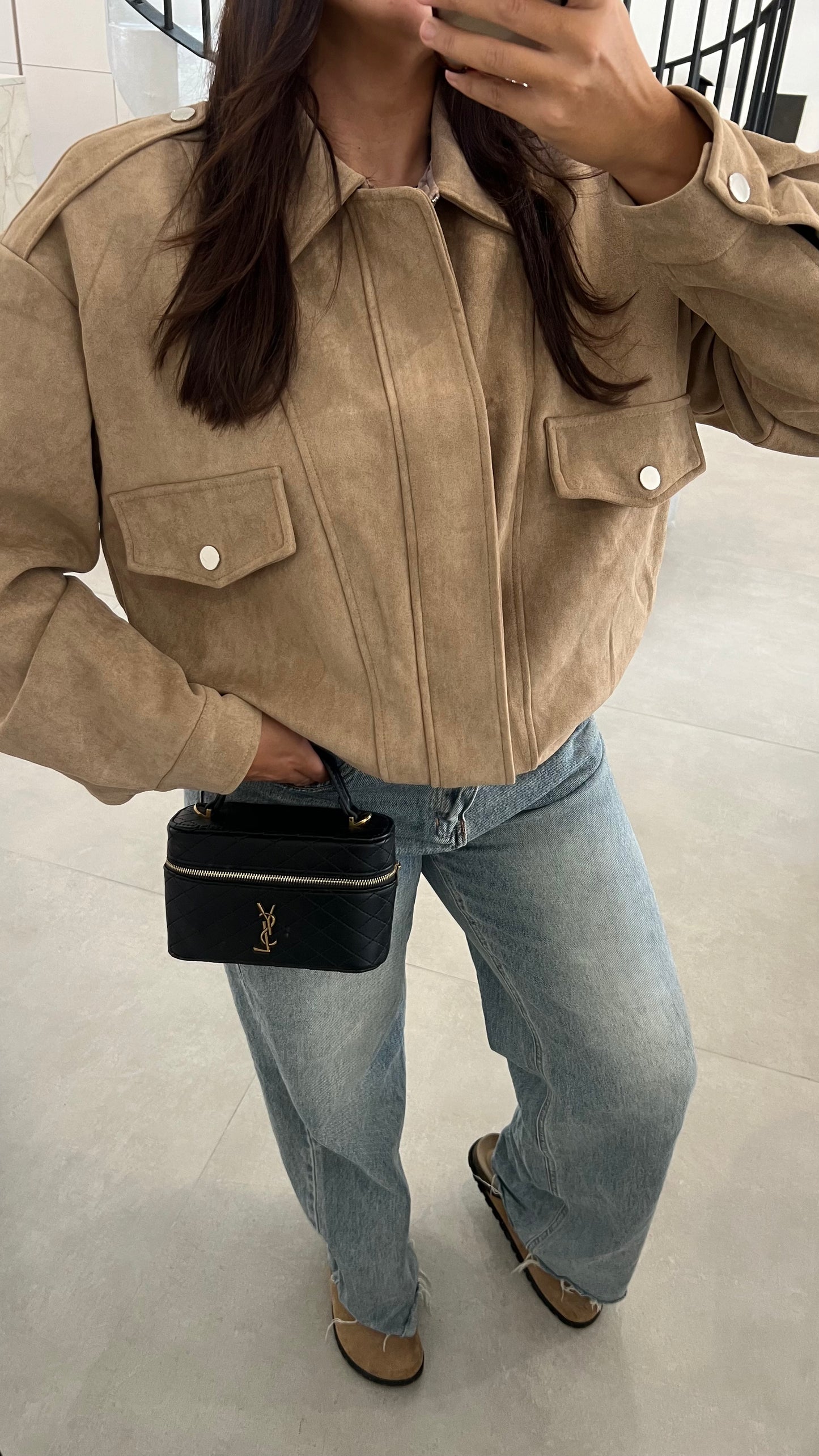 Veste en suédine beige