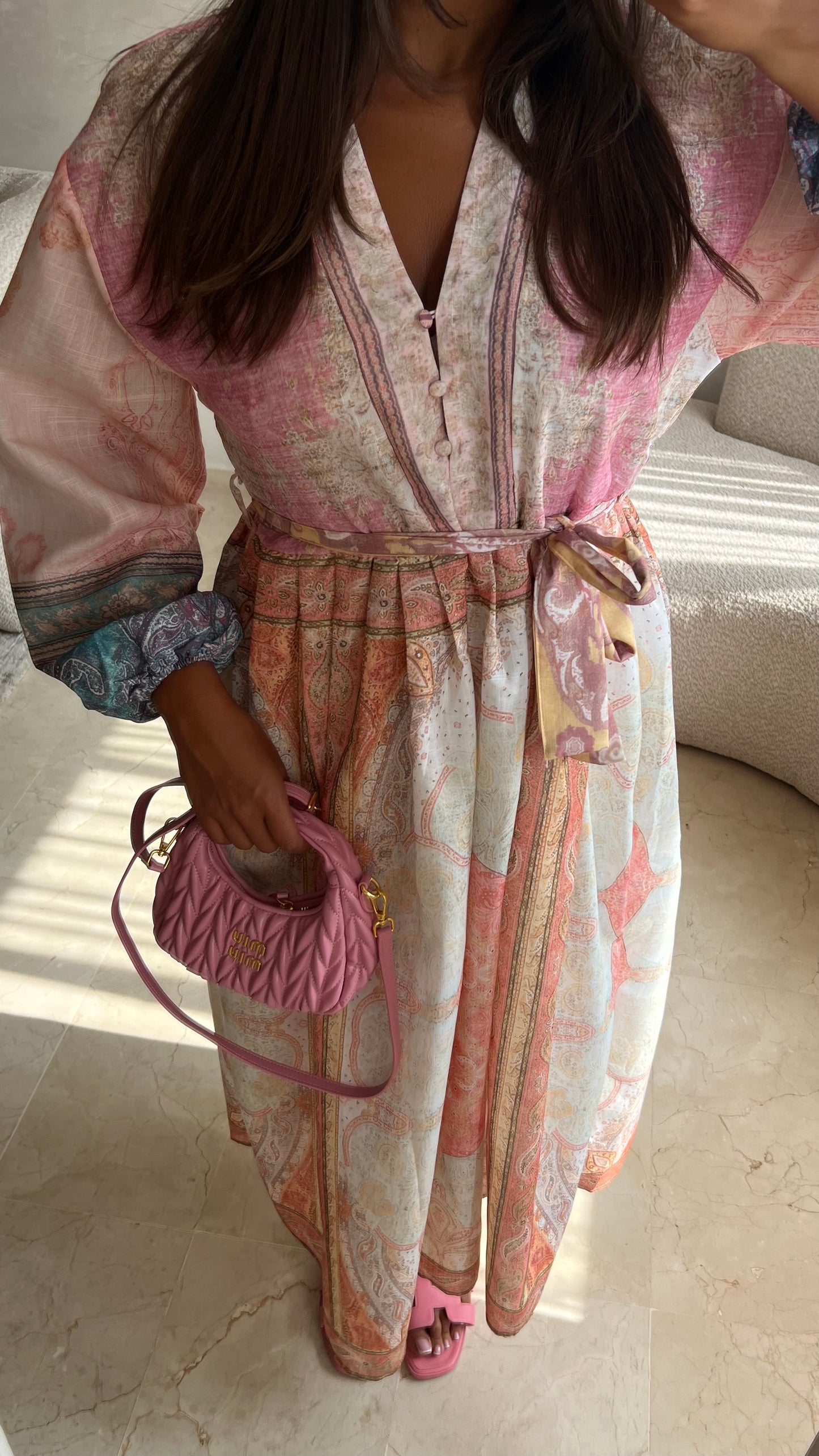 Robe longue à motifs
