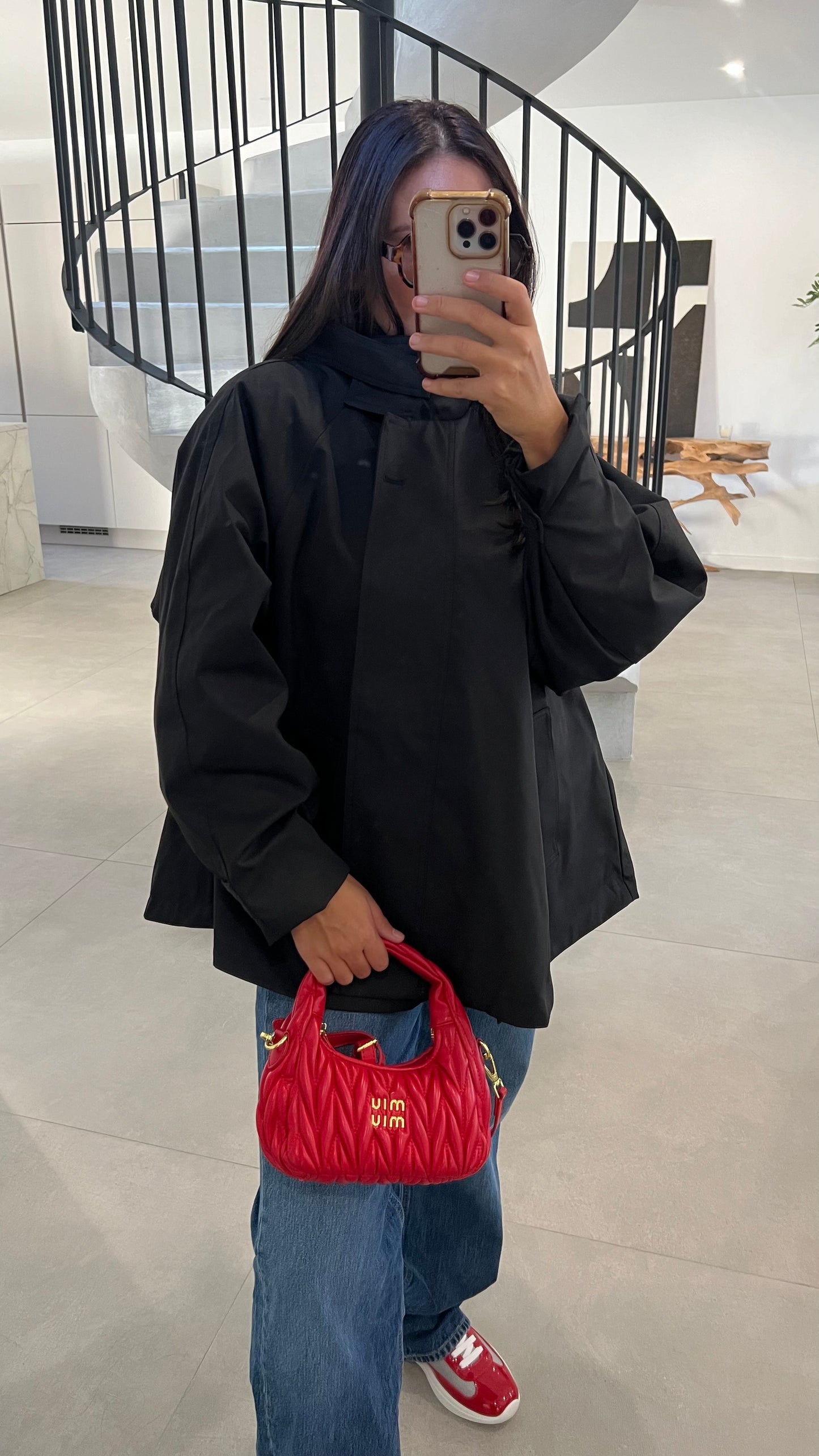 Trench court oversize noir