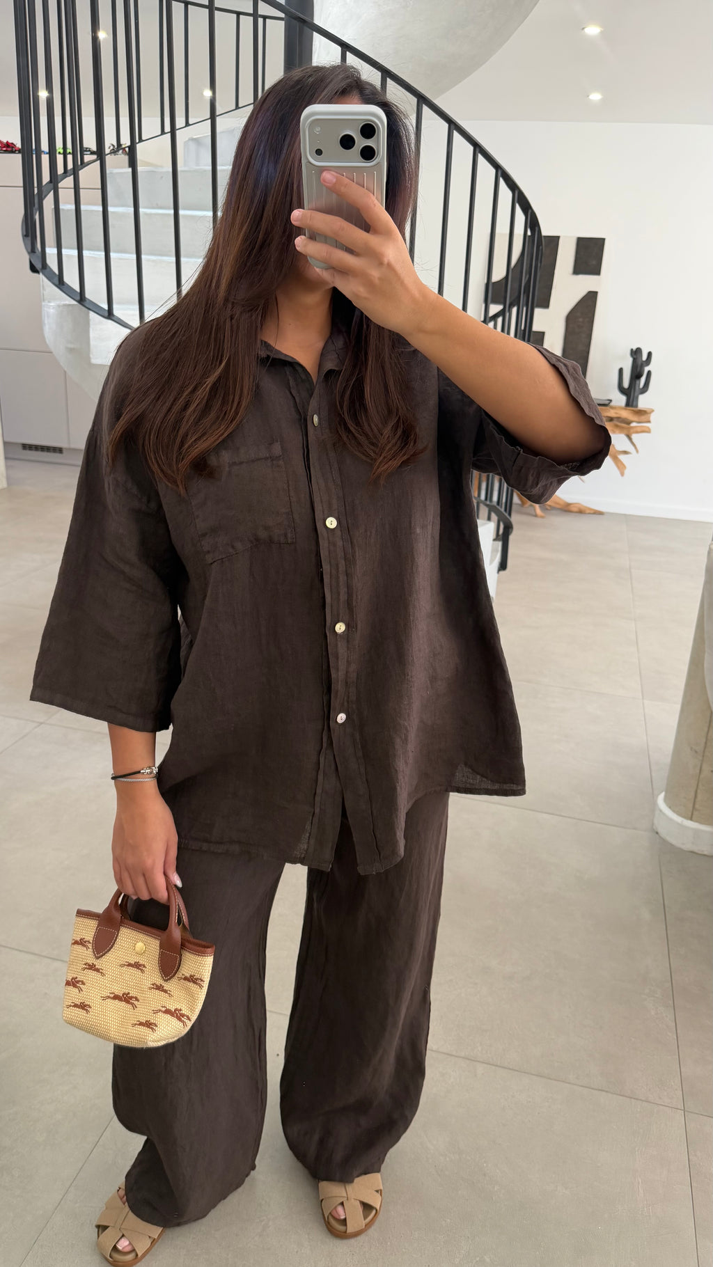Ensemble en lin marron