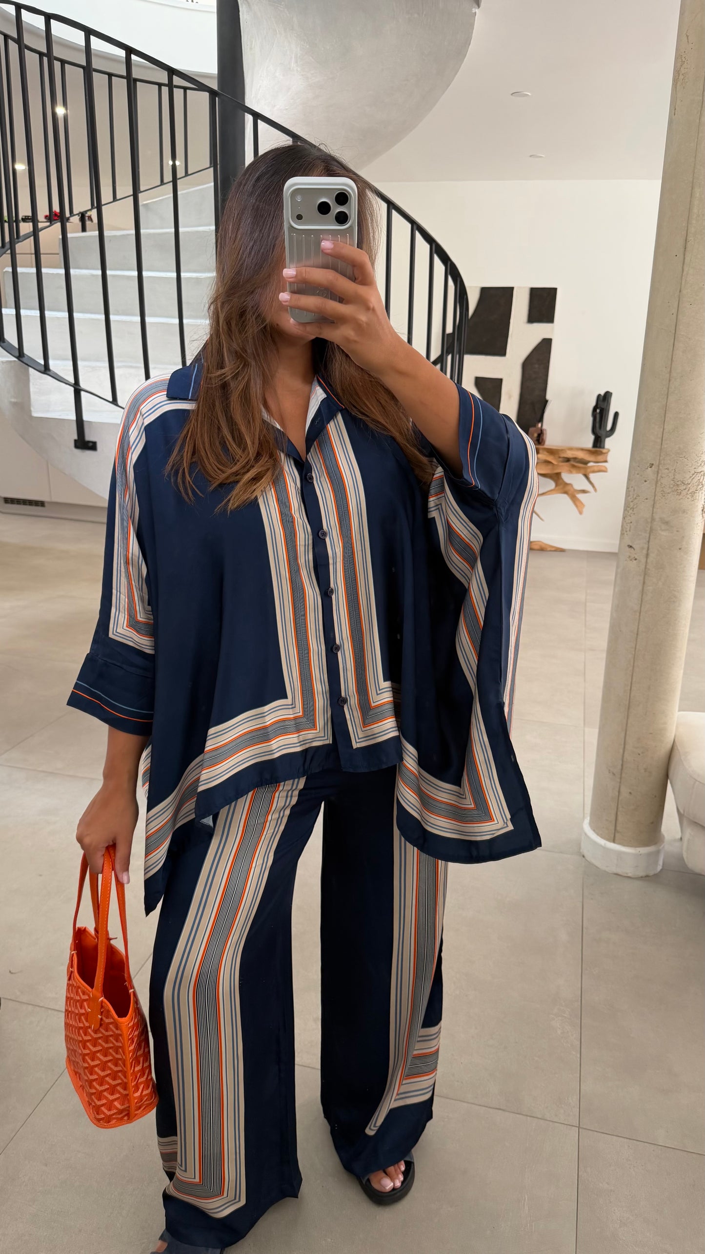 Ensemble en soie bleu