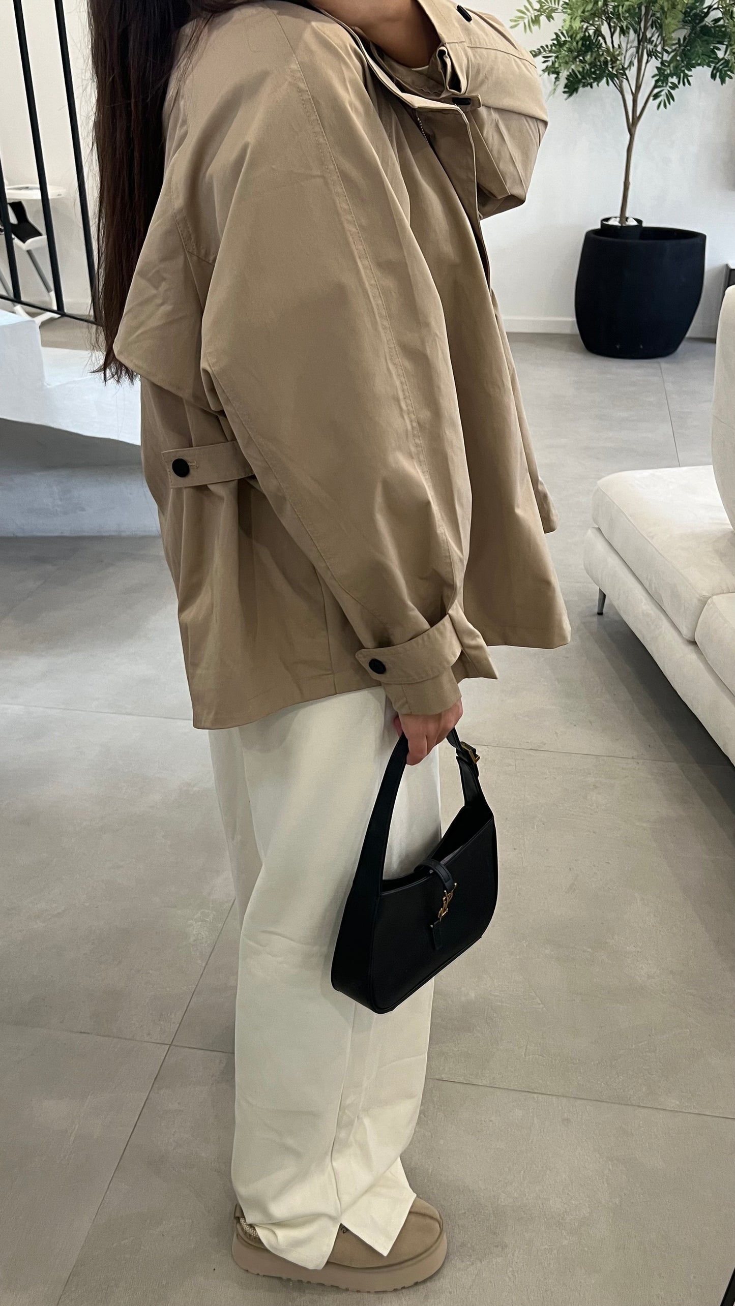 Trench court oversize beige