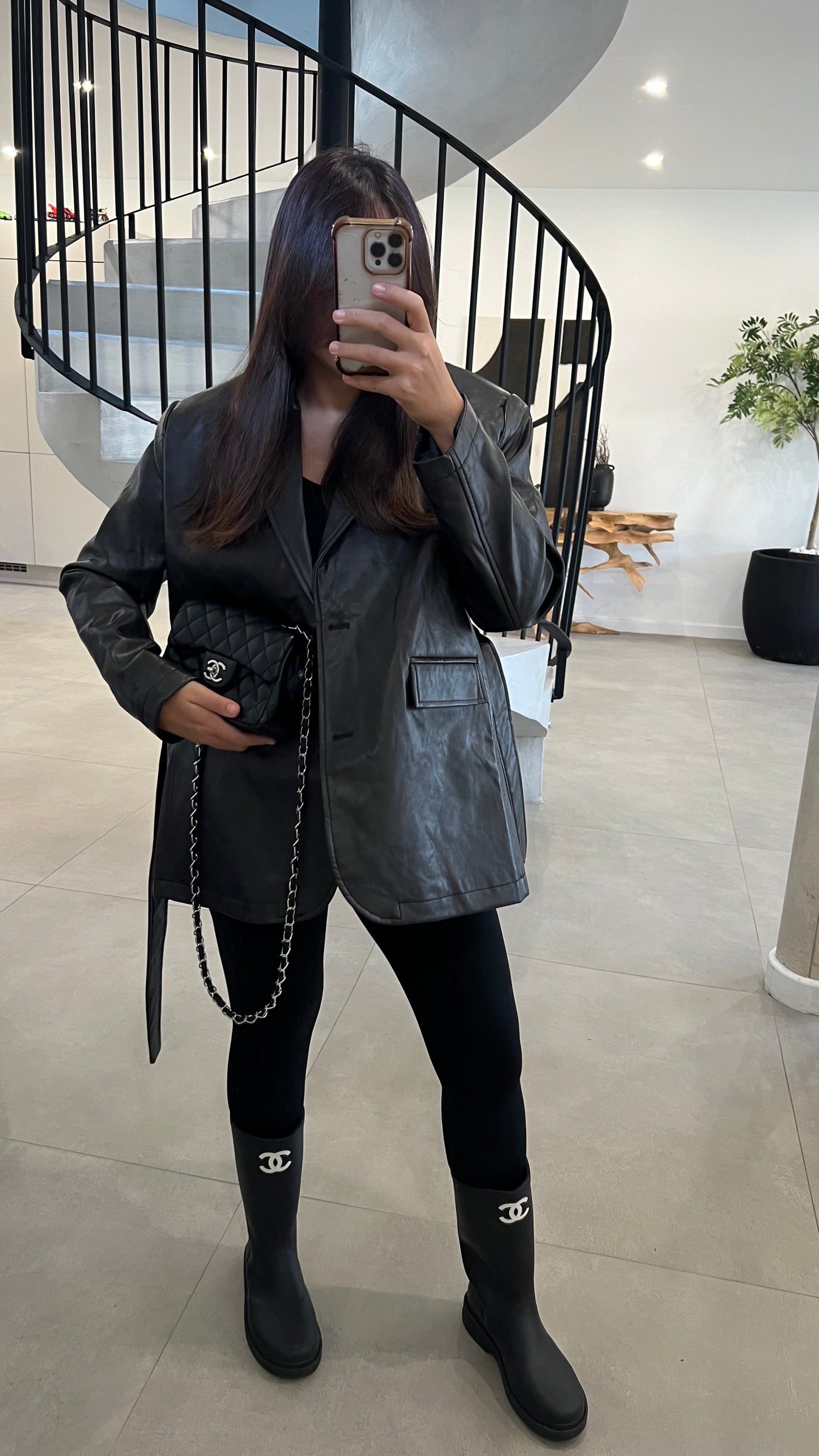 Blazer en similicuir cuir vintage