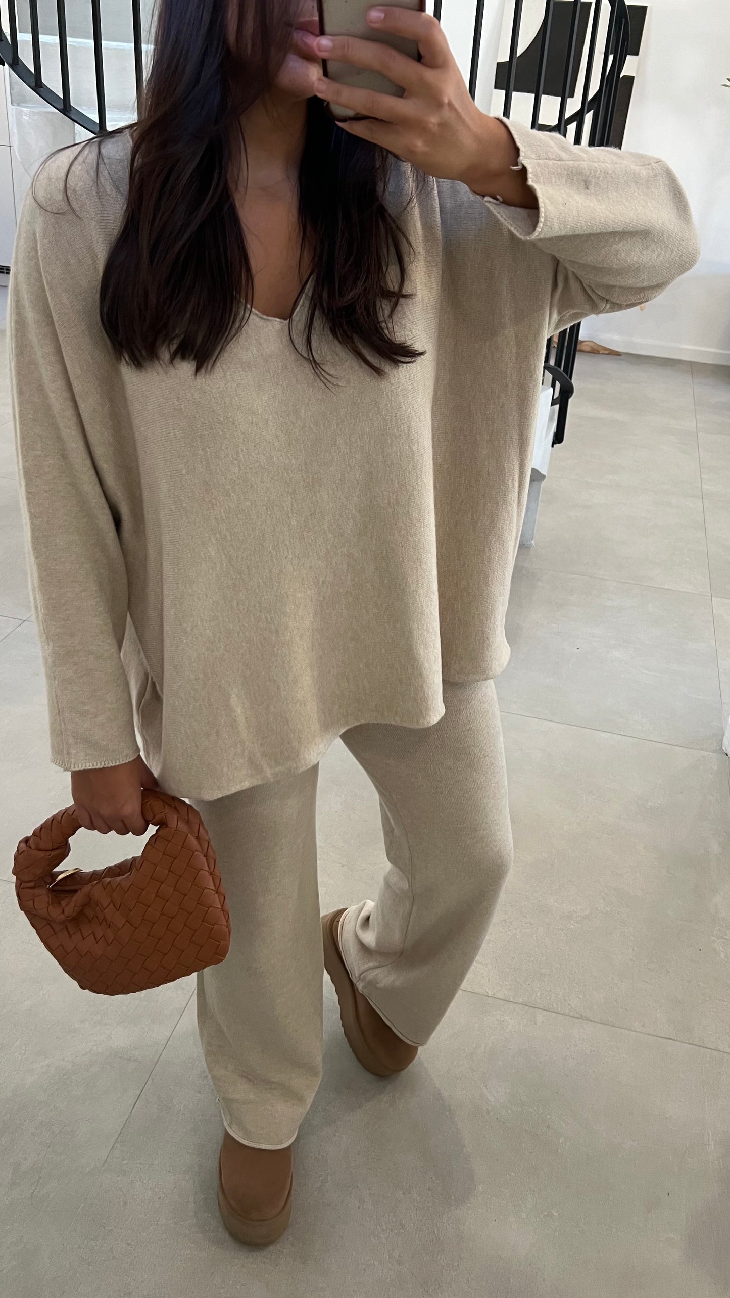 Ensemble en maille beige