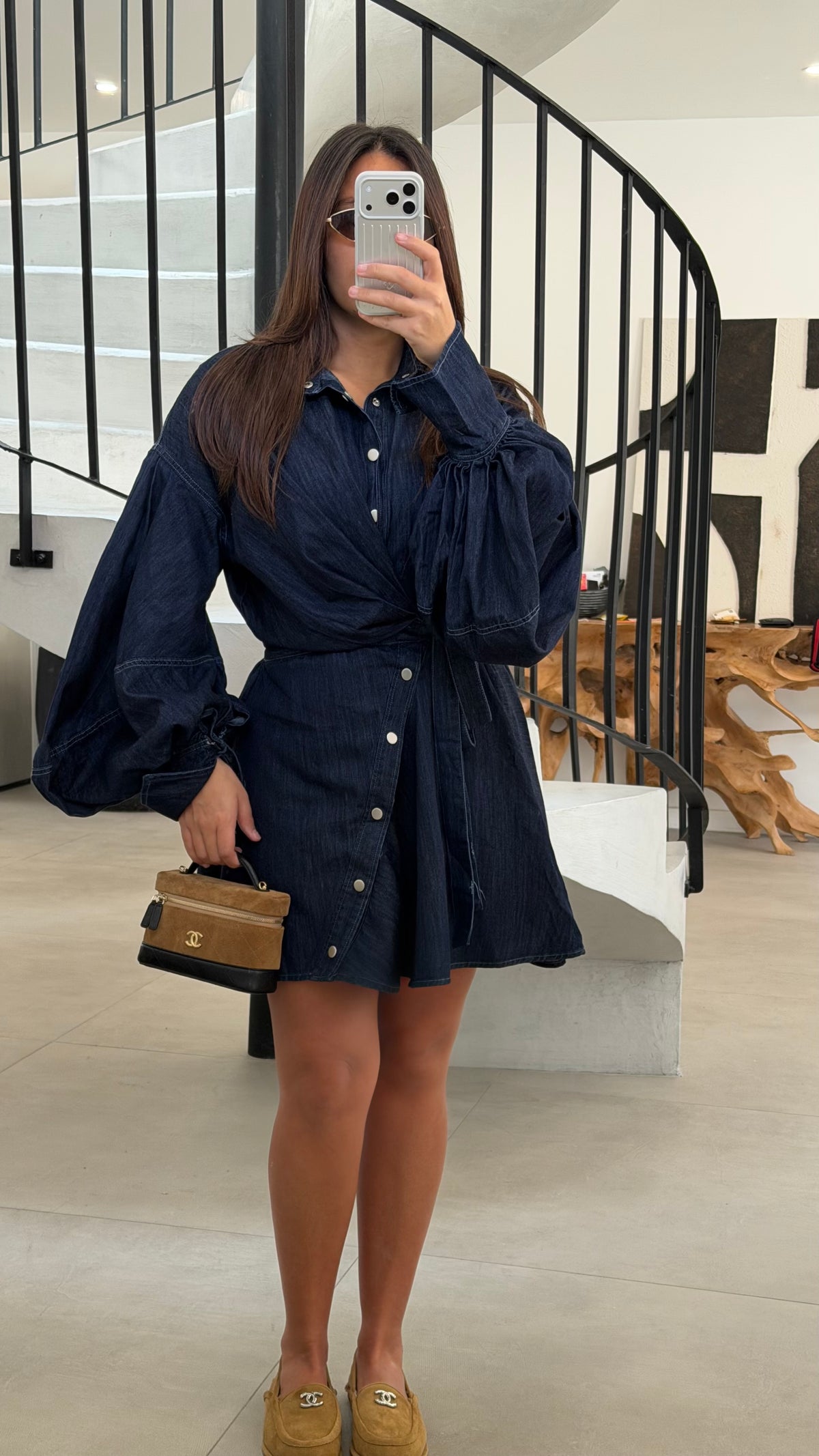 Robe en jean bleu brut