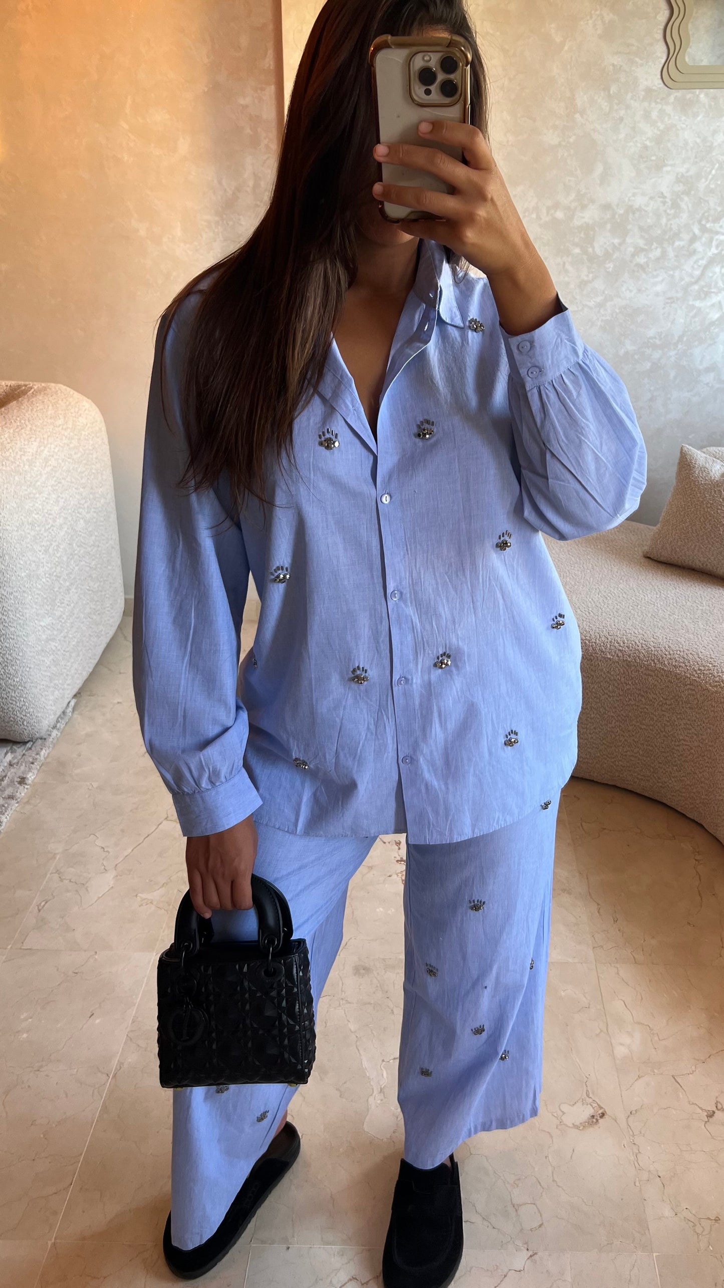Ensemble brodé en coton