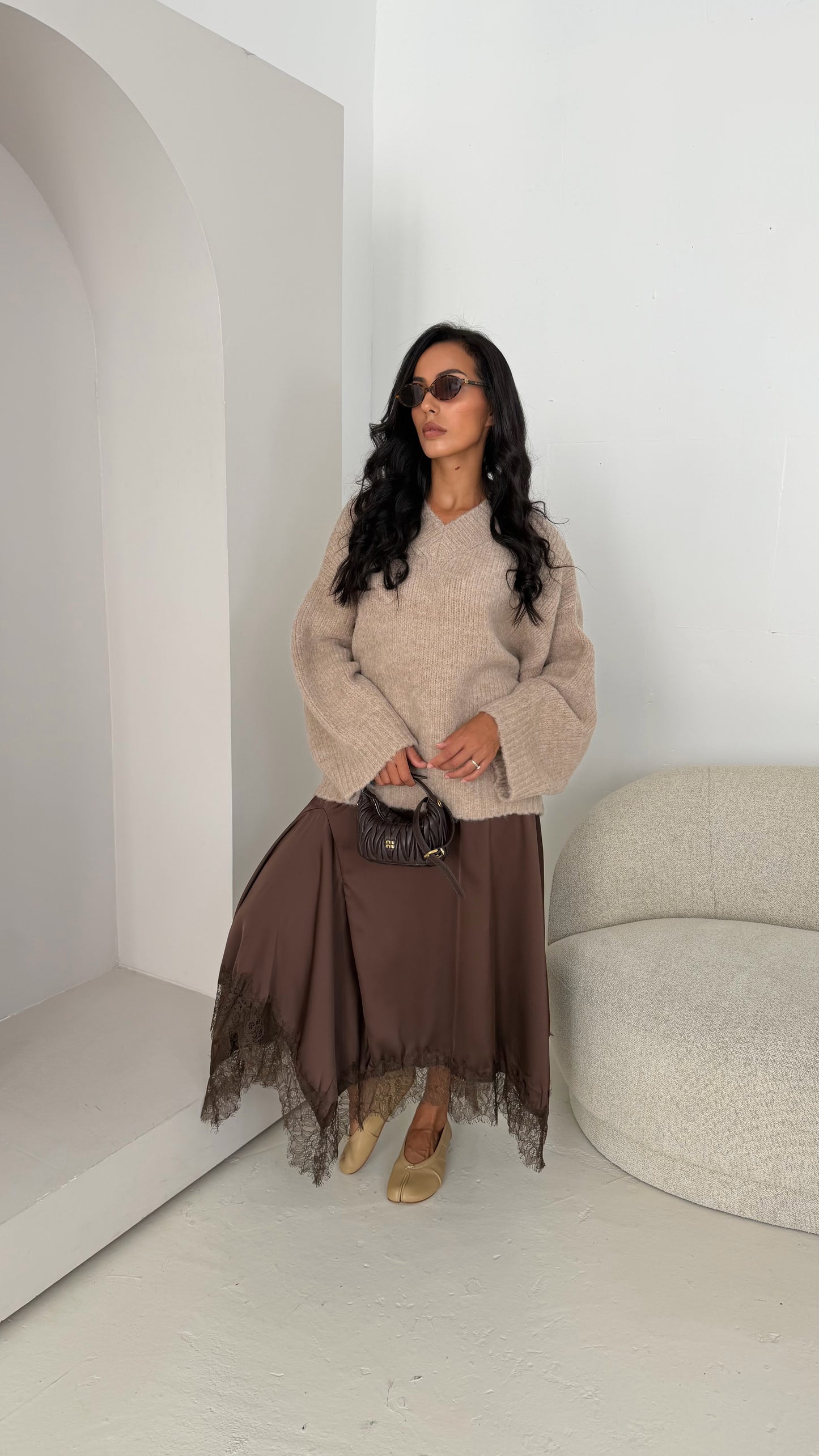 Pull oversize beige