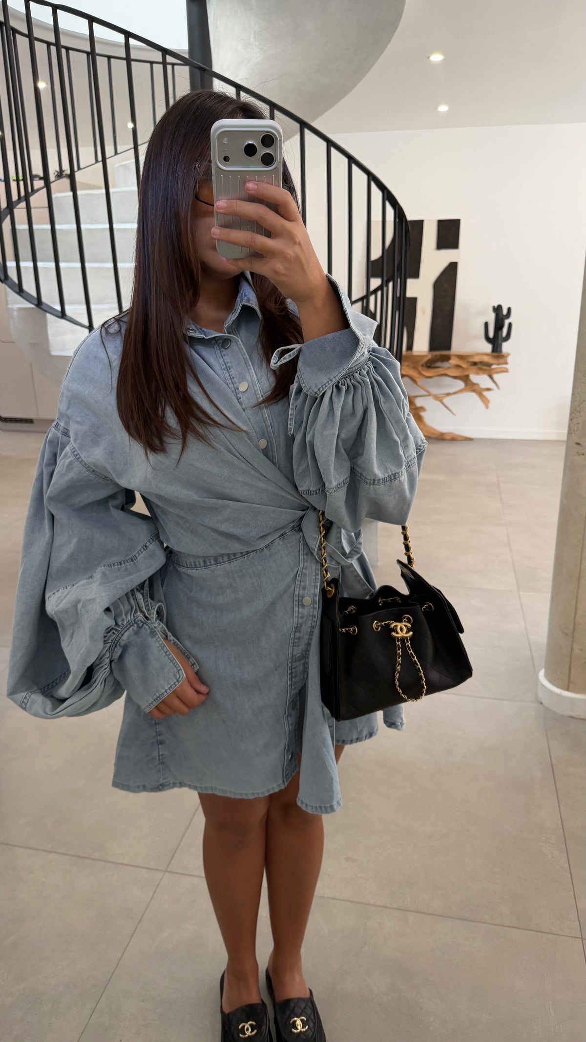 Robe en jean bleu clair