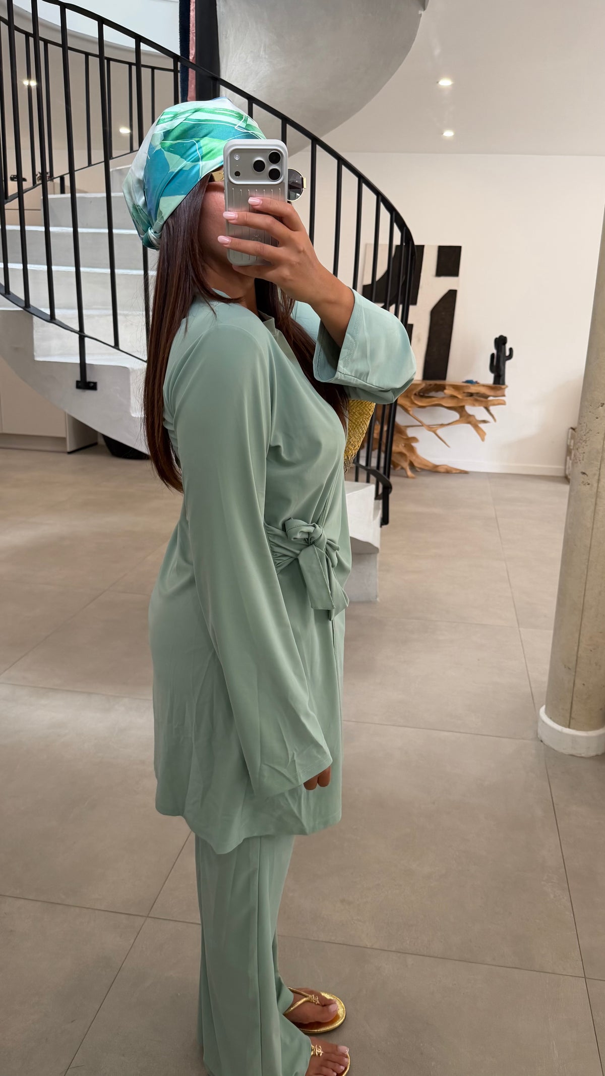 Burkini à nouer vert pastel