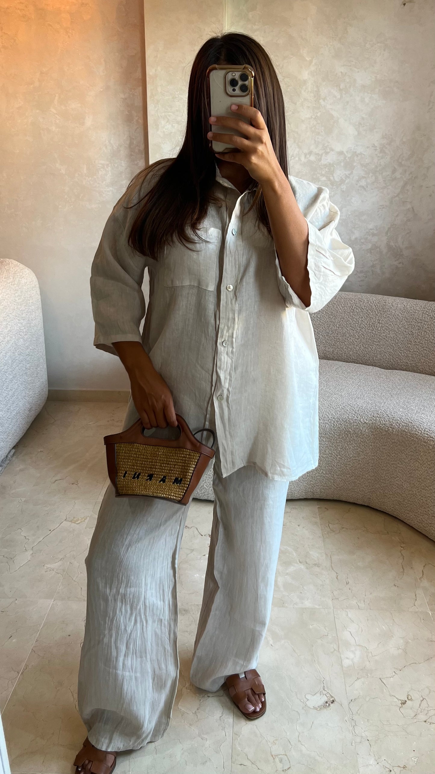 Ensemble beige 100% lin