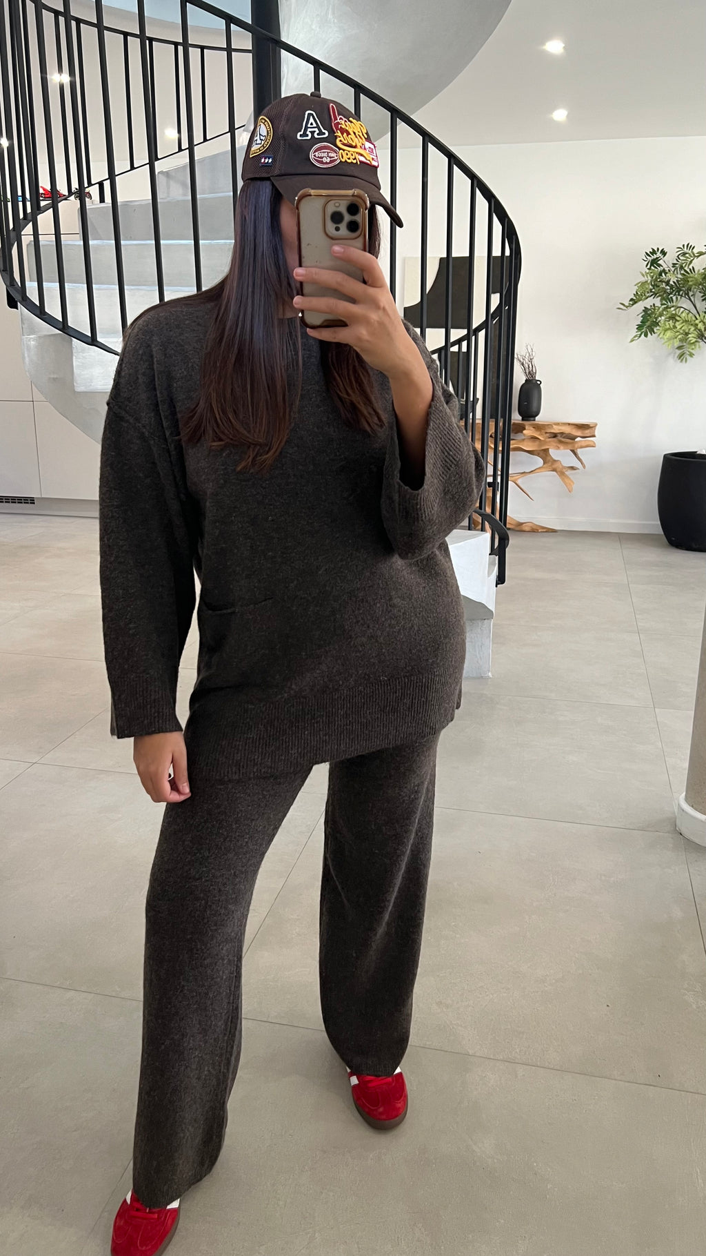 Ensemble doux à détails poche choco