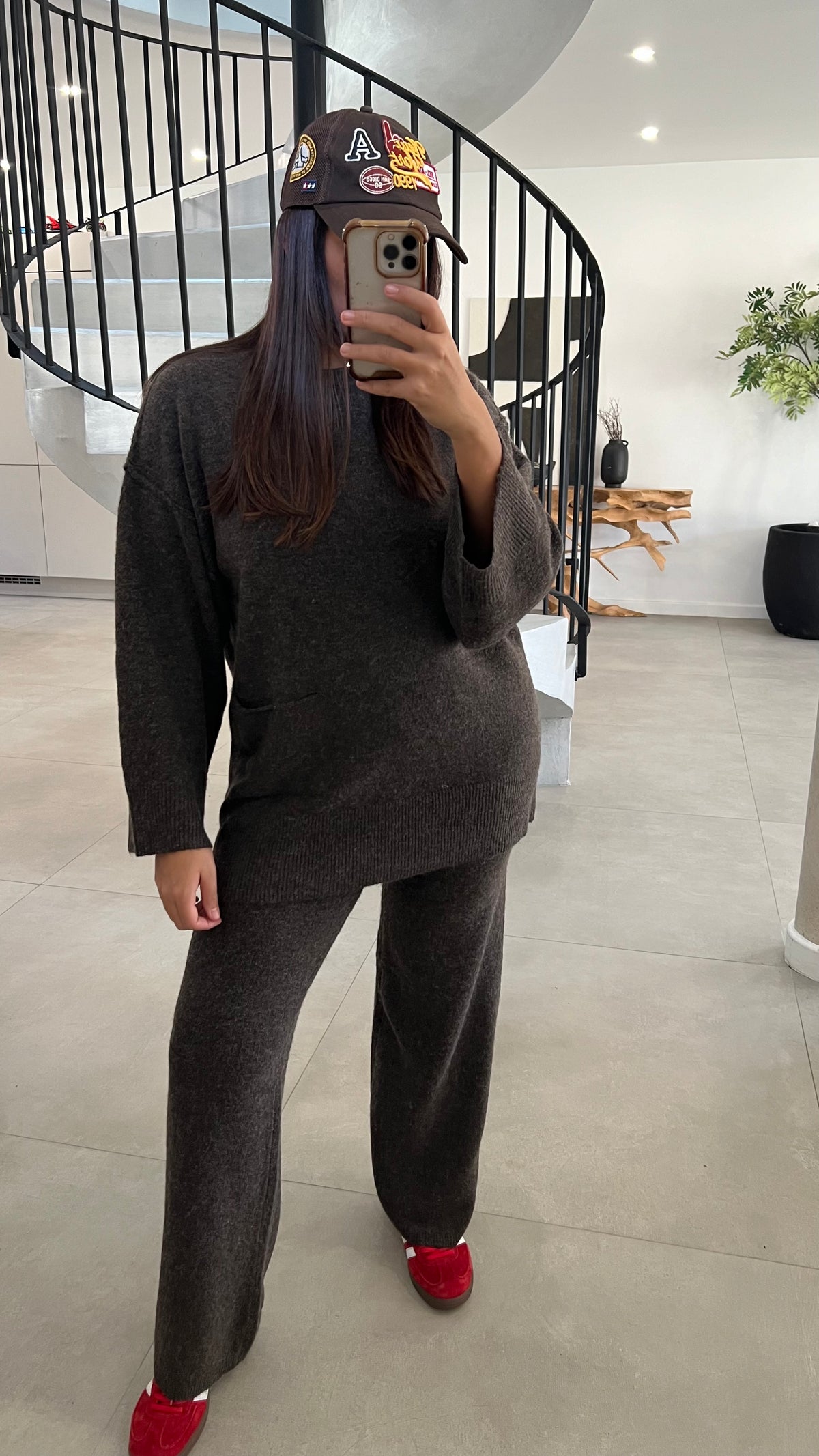 Ensemble doux à détails poche choco