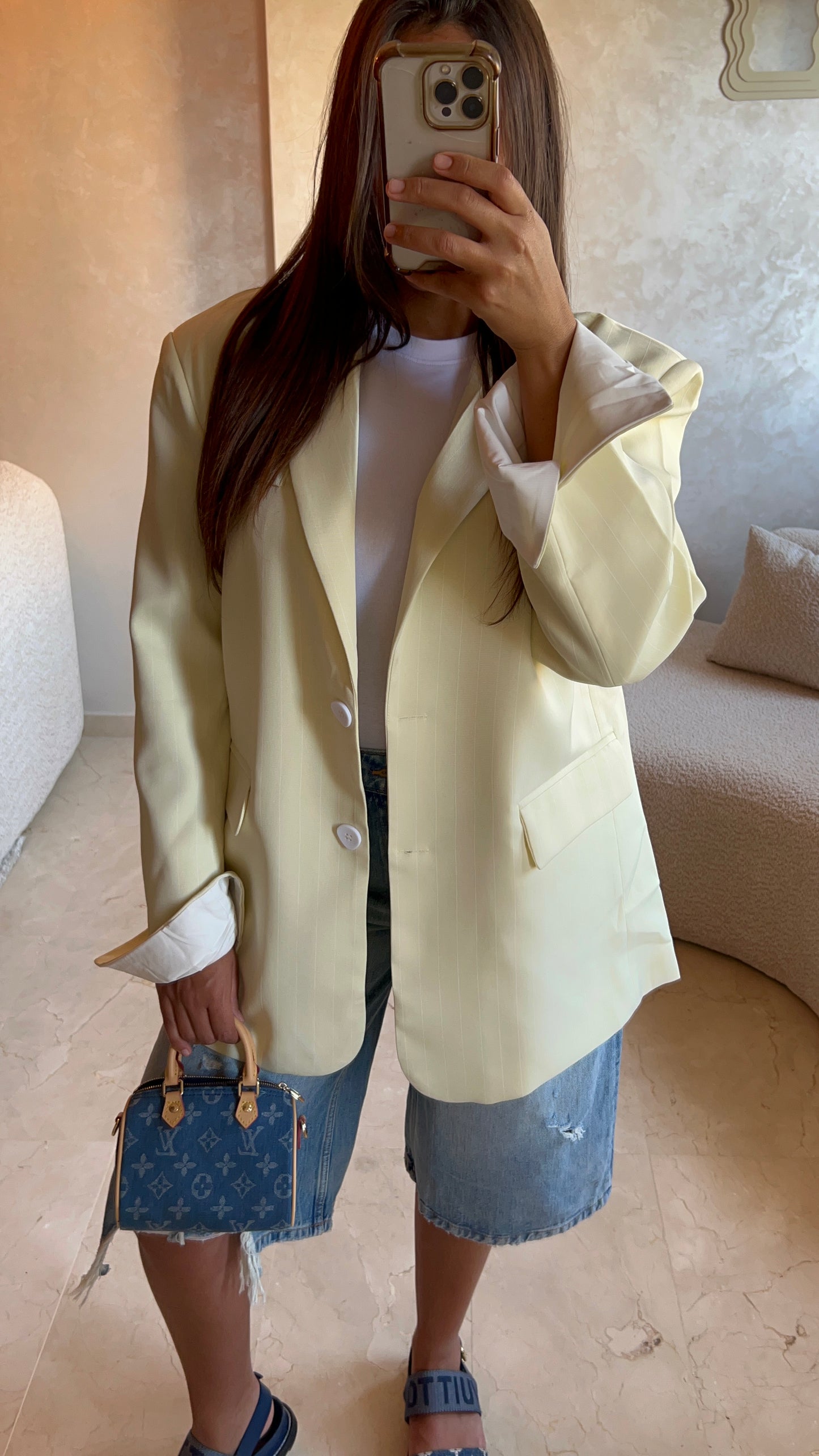 Blazer oversize à rayures jaune
