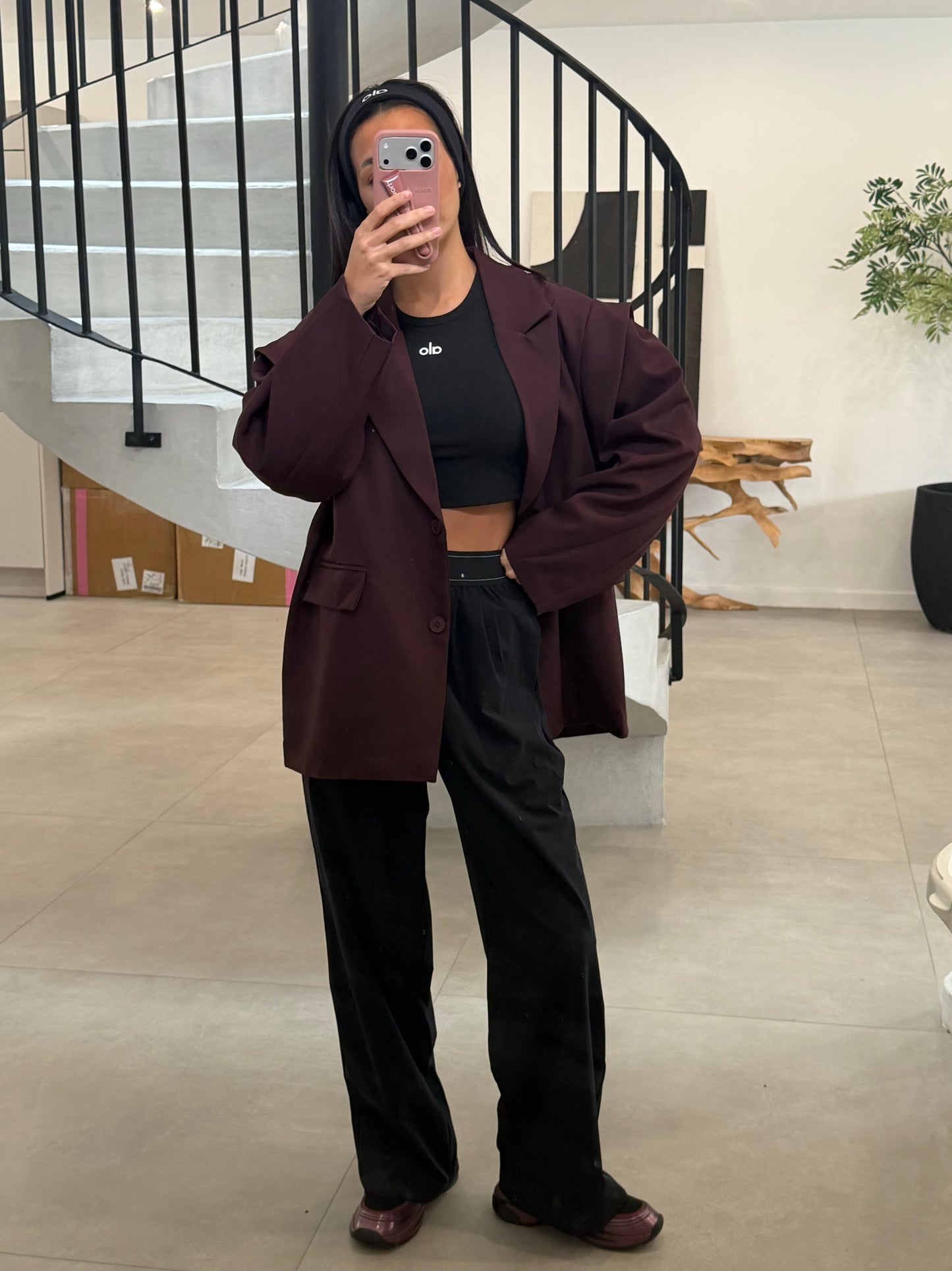 Blazer bordeaux à ceinture