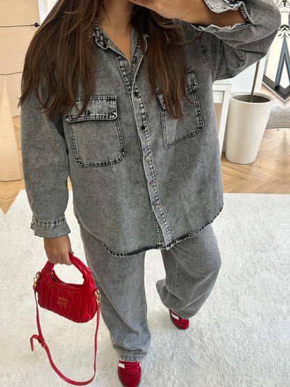 Ensemble en jean oversize gris