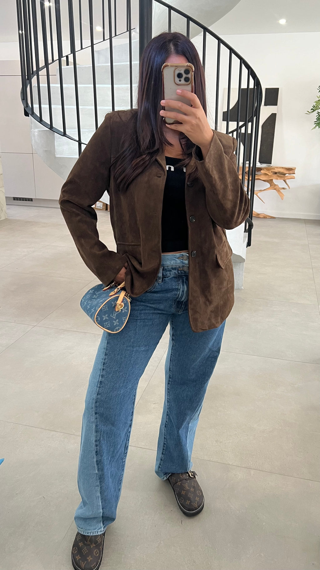 Blazer en suédine choco